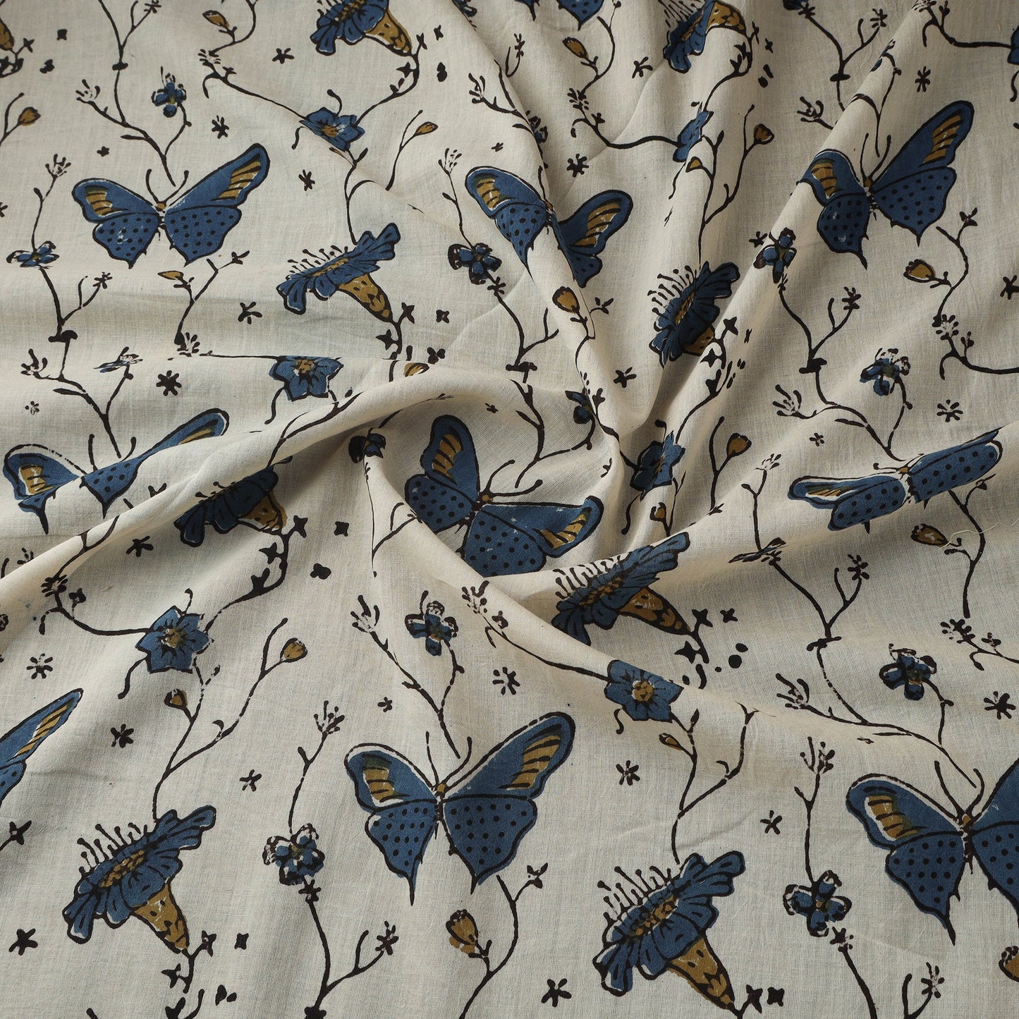 Natural dyed pure mul cotton hand block ajrakh print fabric