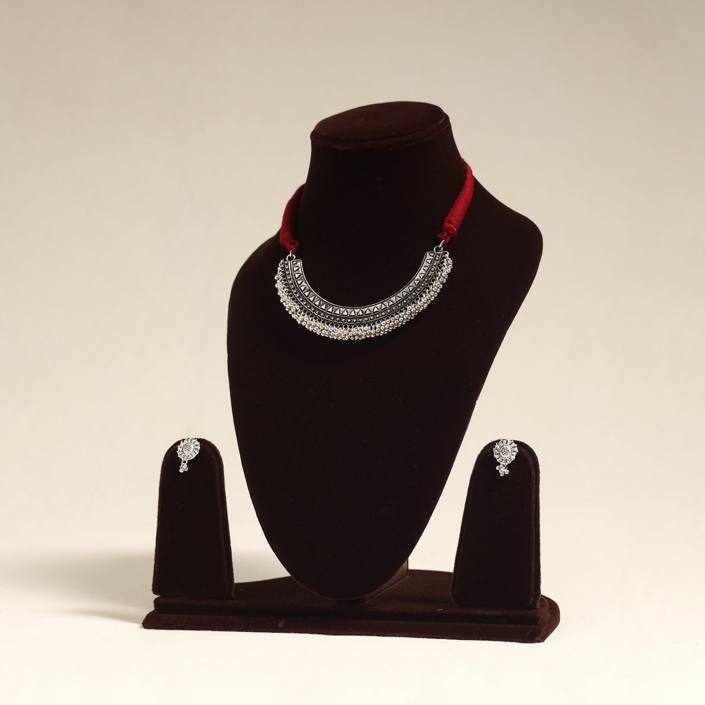 Navratri Special! White German Silver Necklace Set