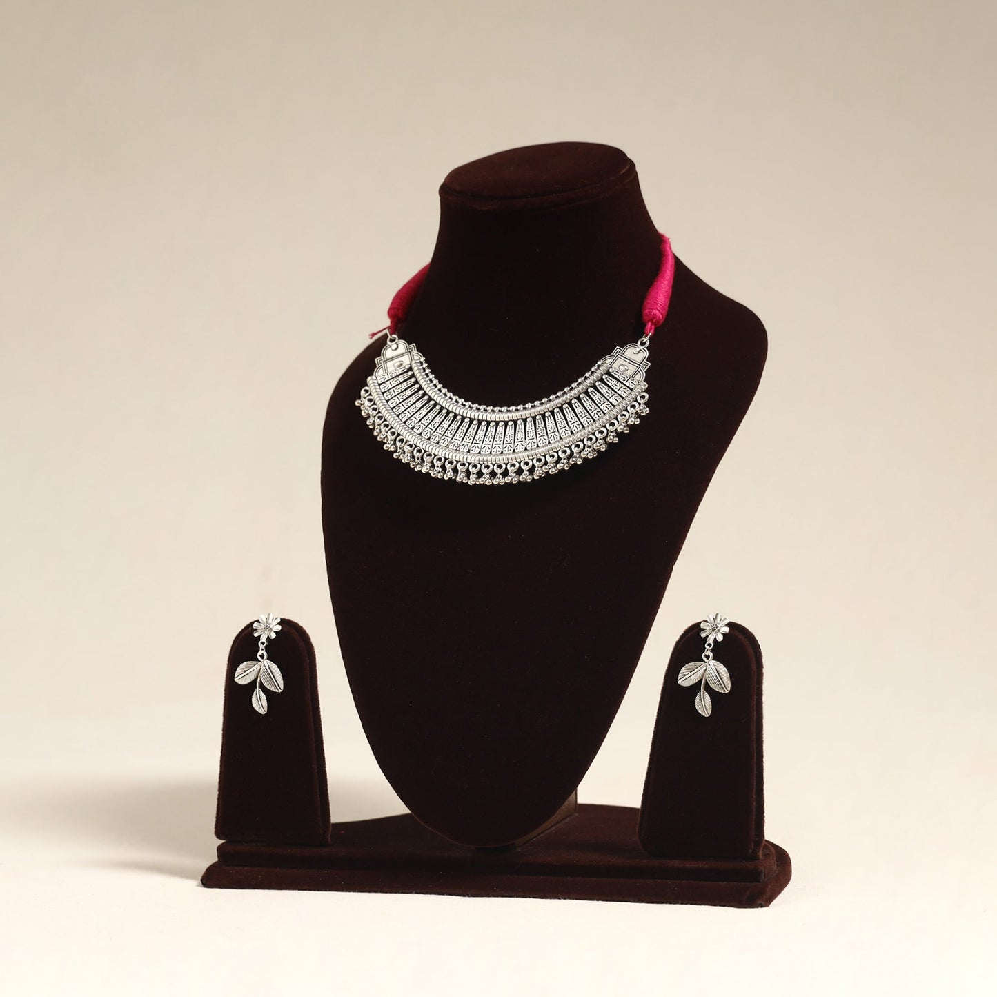 Navratri Special! White German Silver Necklace Set