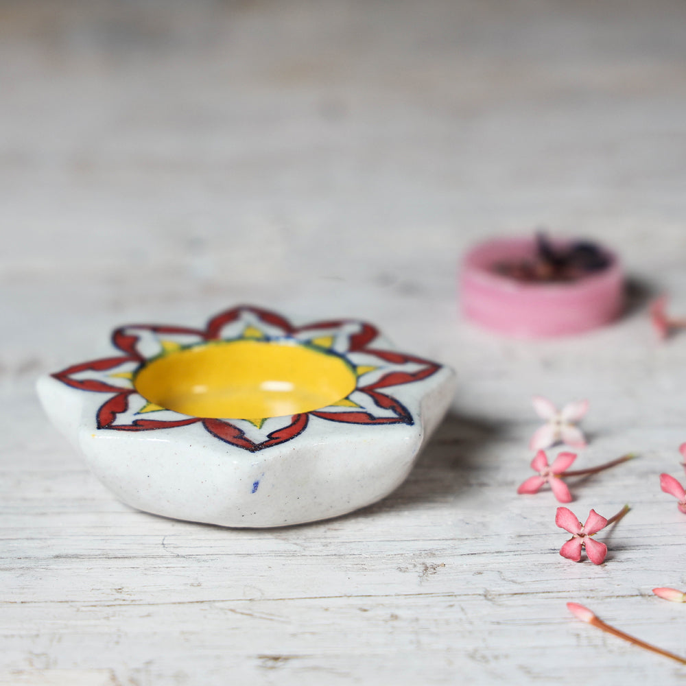 Original Blue Pottery Ceramic Tealight Candle Holder Online in India
