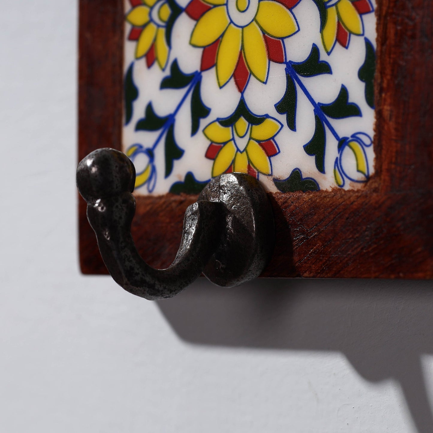 Original Blue Pottery Ceramic Tile Wall Hook Hanger (1 Peg)