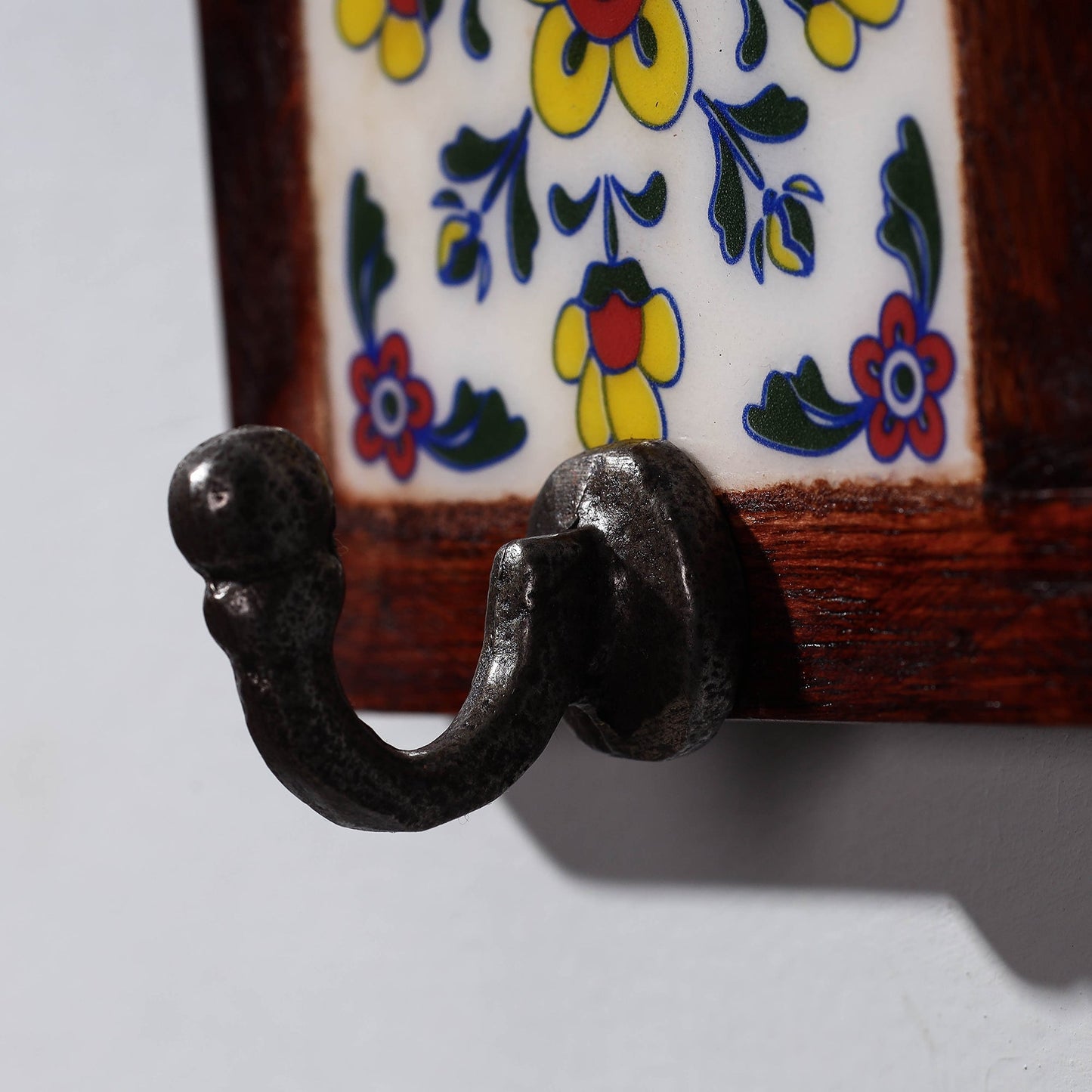 Original Blue Pottery Ceramic Tile Wall Hook Hanger (1 Peg)