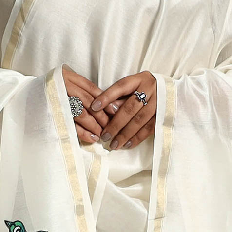 White - original gond handpainted handloom chanderi silk