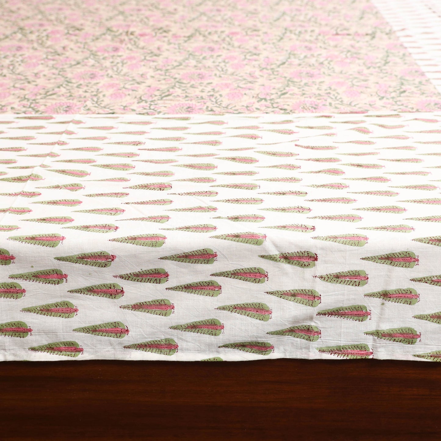 Patchwork hand double sanganeri bedsheet set (108 x 90 in)