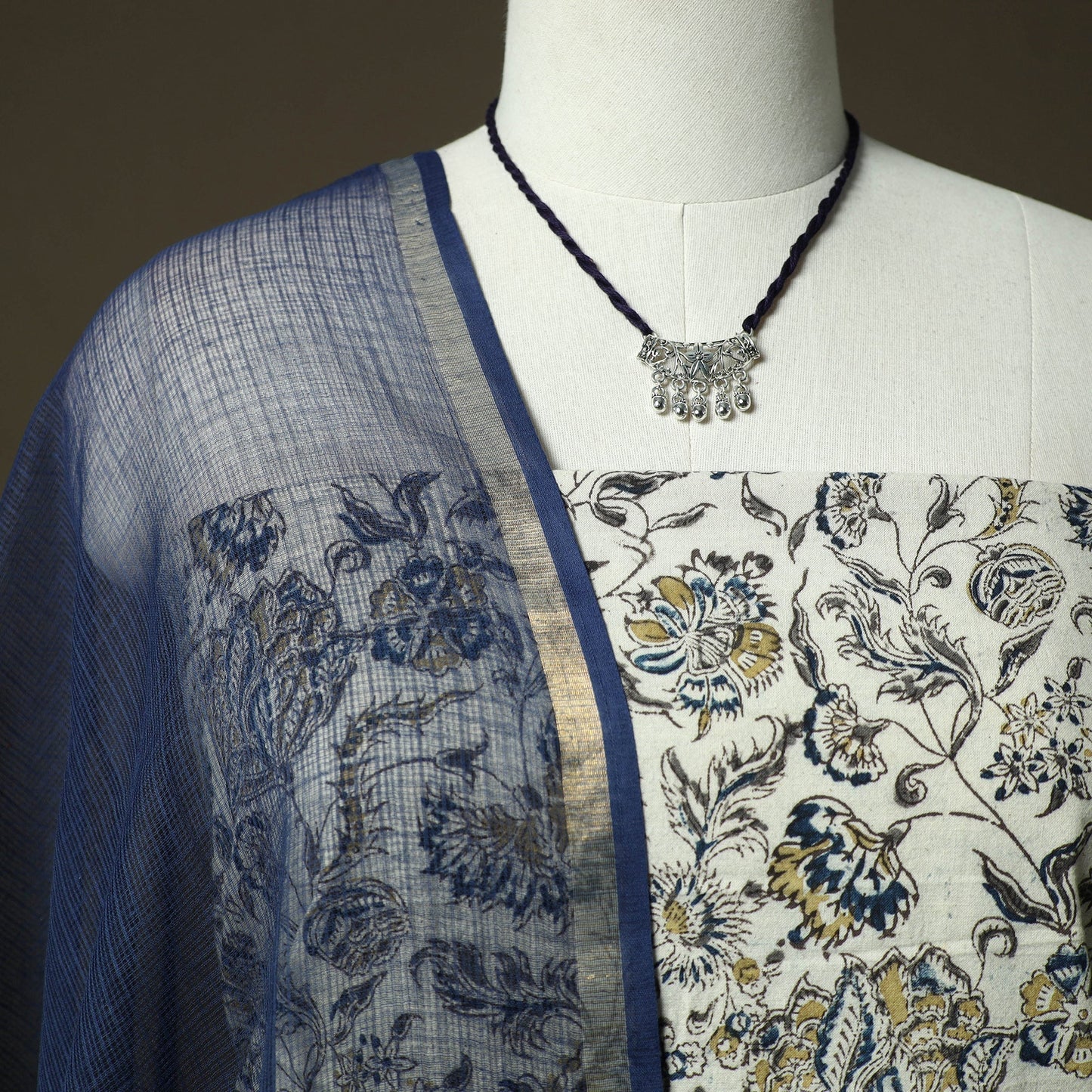 Pedana kalamkari hand block print natural dyed cotton 2pc