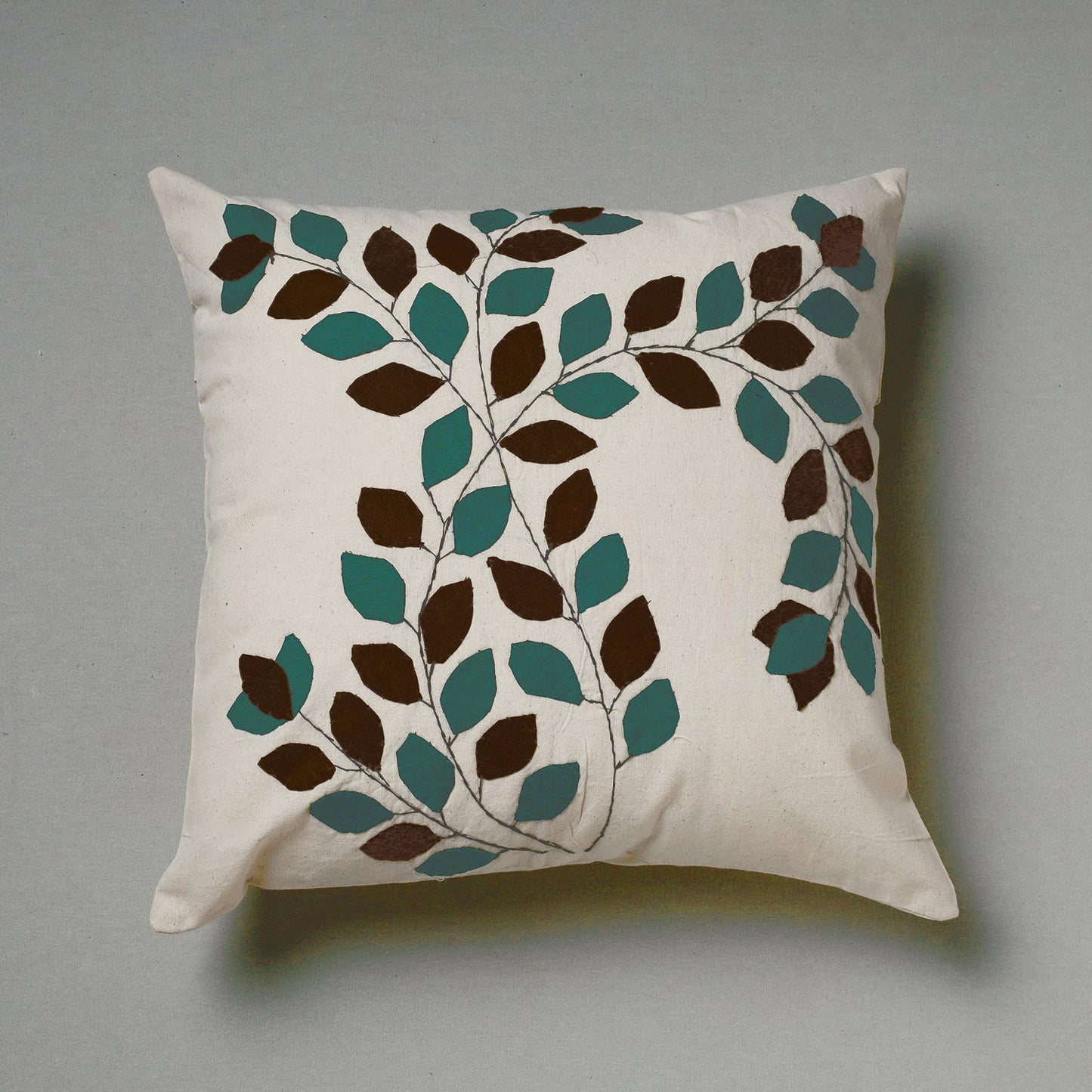 White Pipli Applique Work Cotton Cushion Cover (16 x 16 in) Assorted