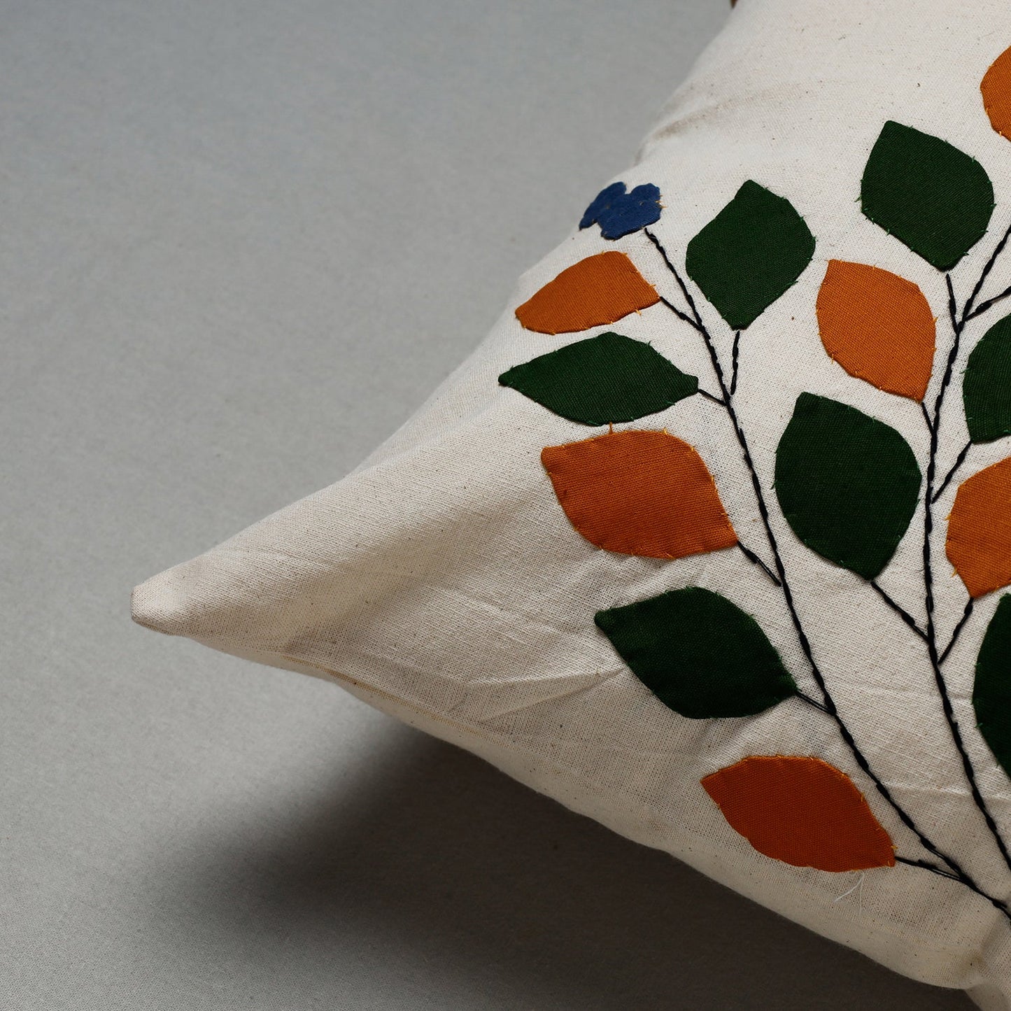 White Pipli Applique Work Cotton Cushion Cover (16 x 16 in) Assorted