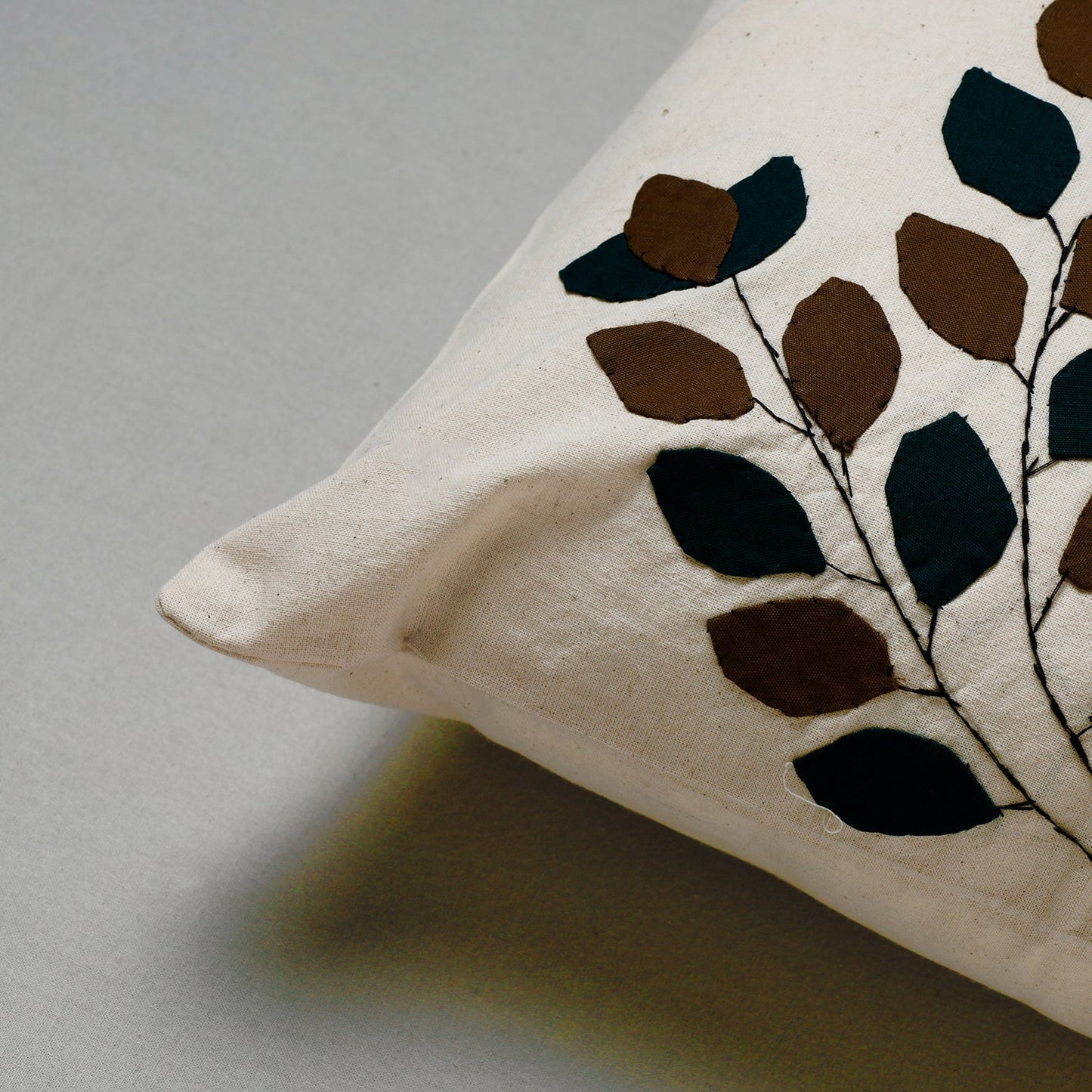 White Pipli Applique Work Cotton Cushion Cover (16 x 16 in) Assorted