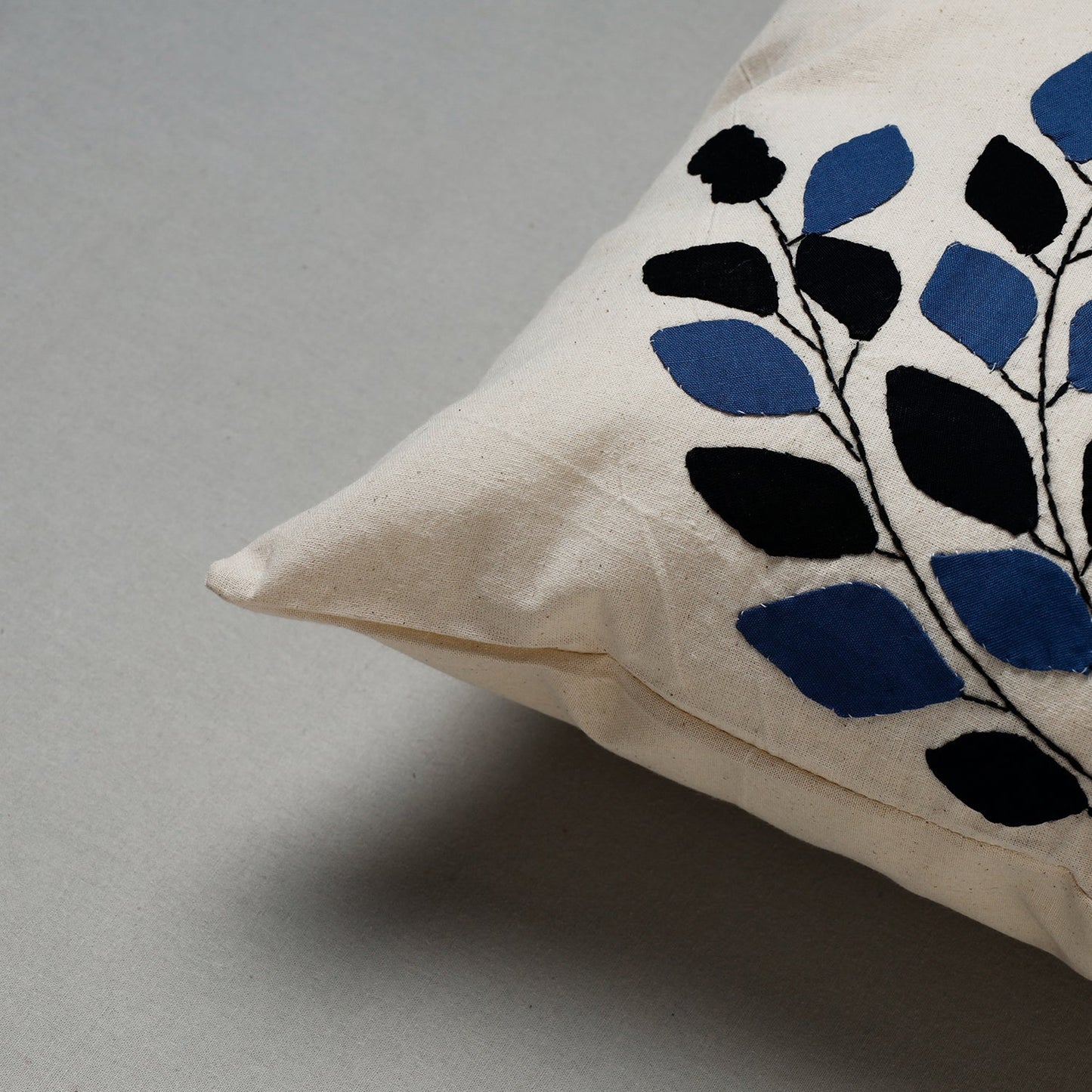 White Pipli Applique Work Cotton Cushion Cover (16 x 16 in) Assorted