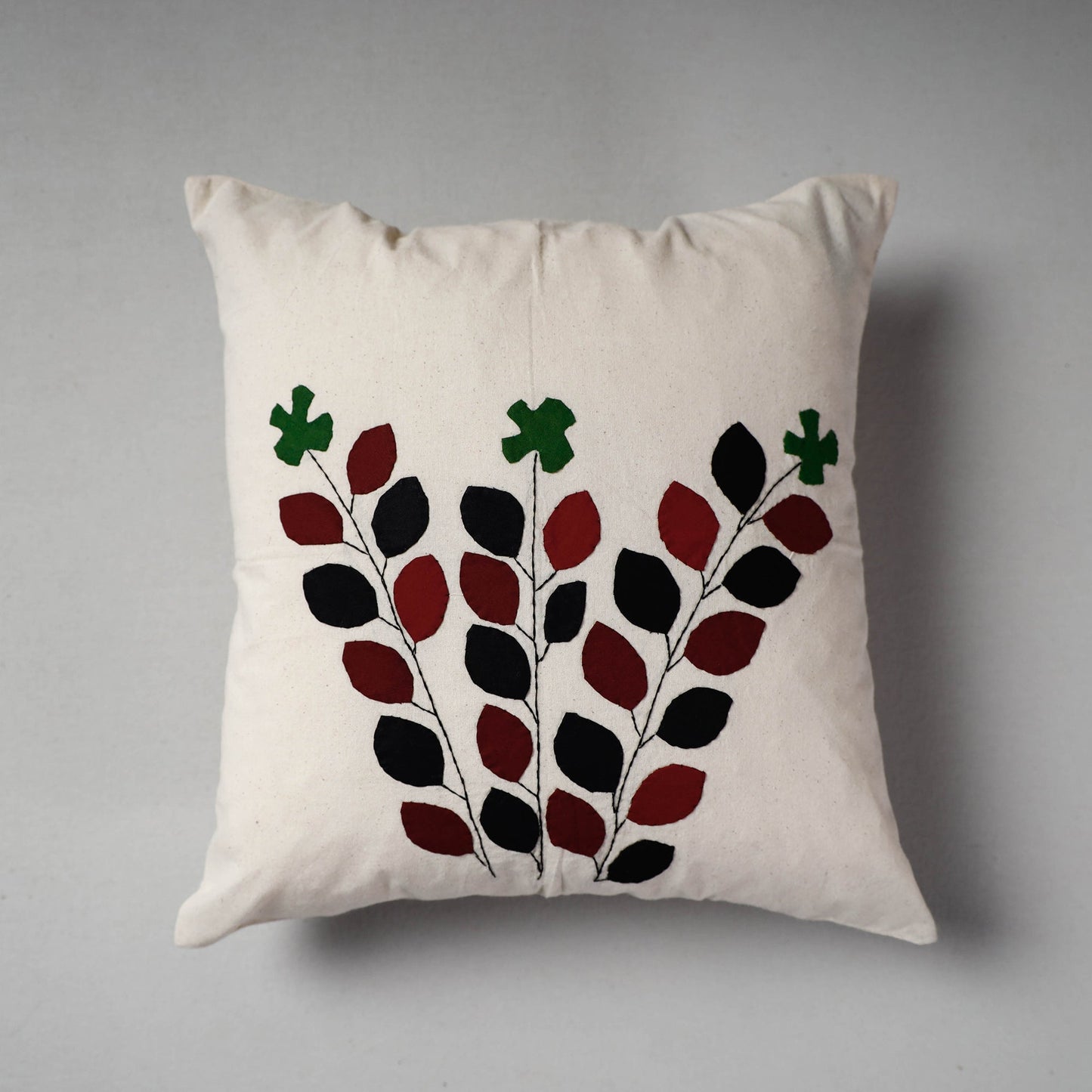 White Pipli Applique Work Cotton Cushion Cover