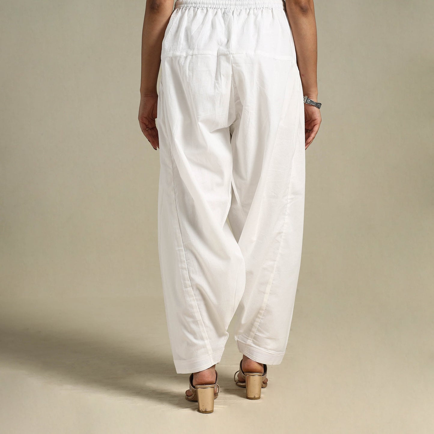 White Plain Cotton Women Salwar