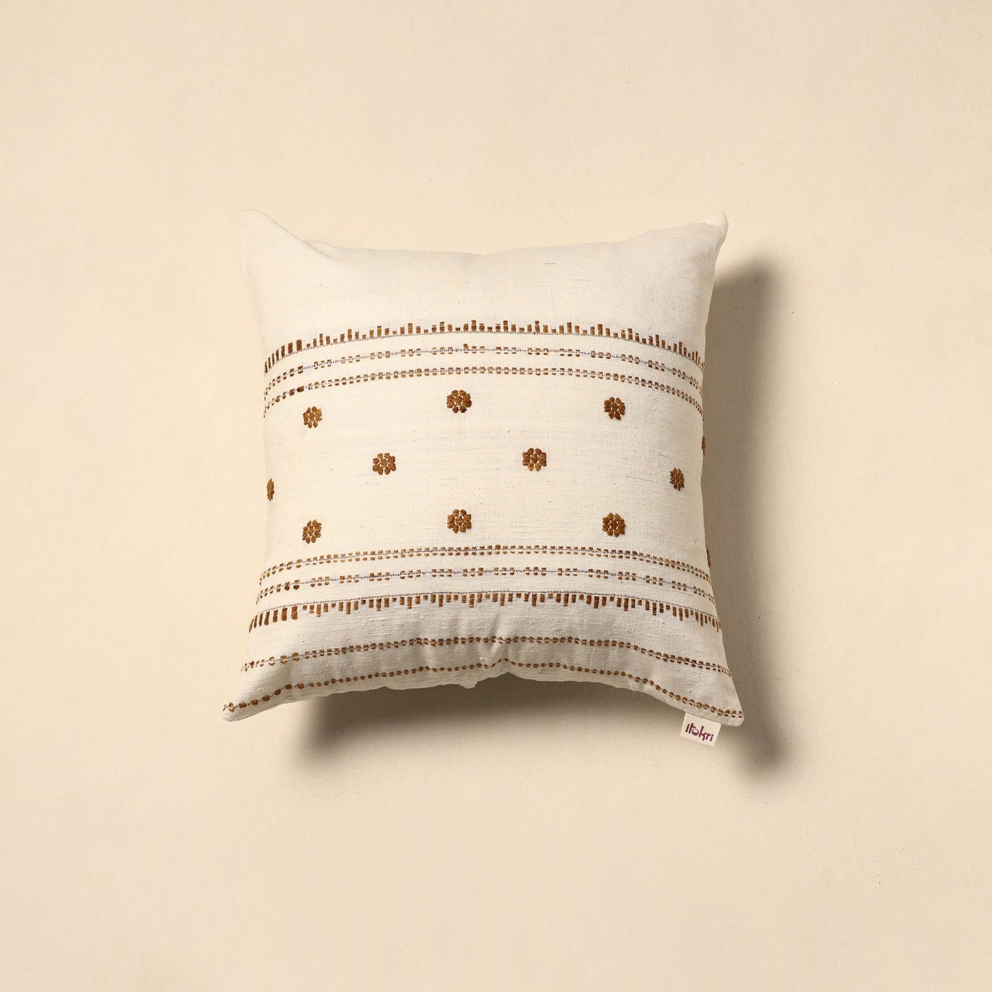 Plain thread buti cushion cover 67 - handcrafted