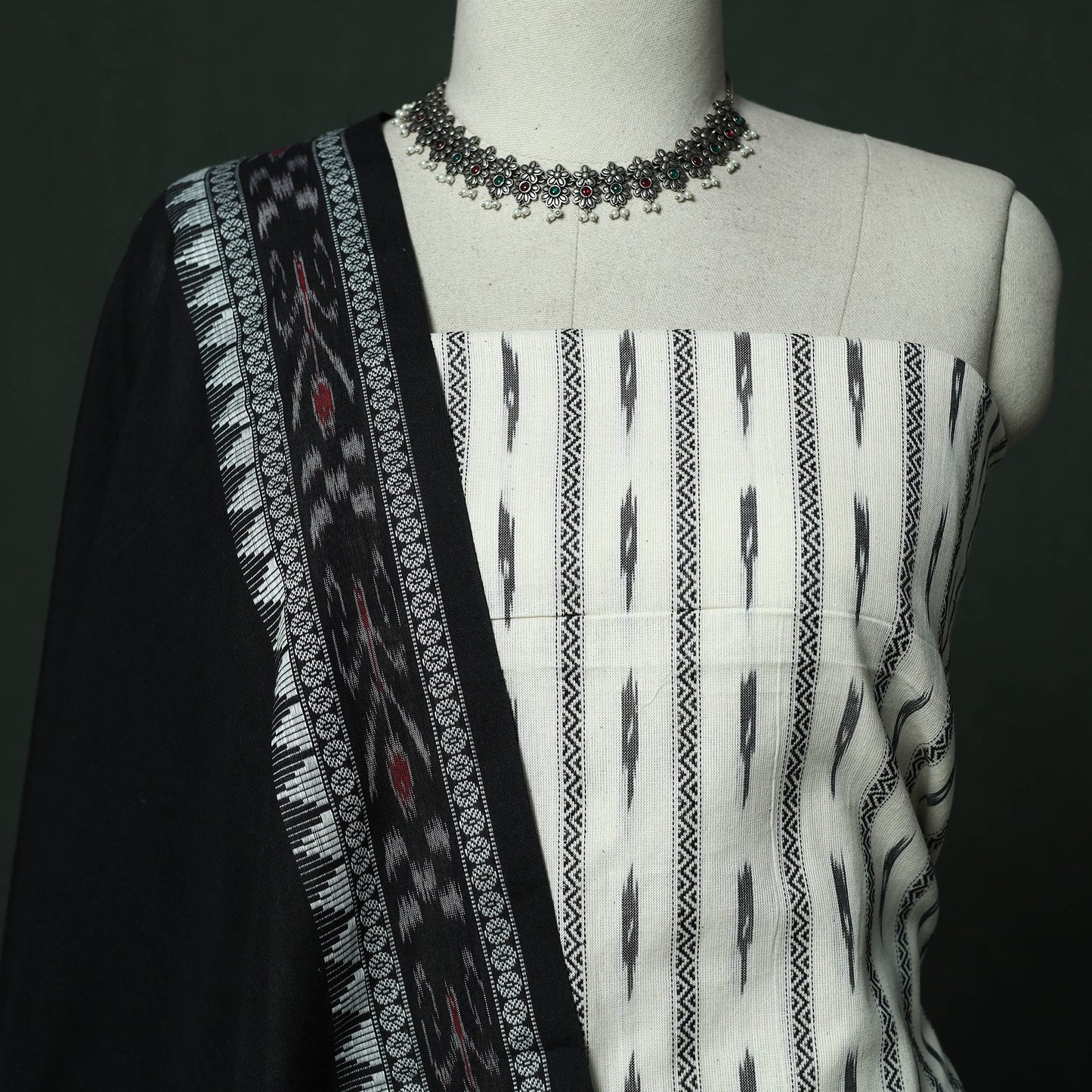 Pochampally dabi ikat cotton 2pc unstitched dress material