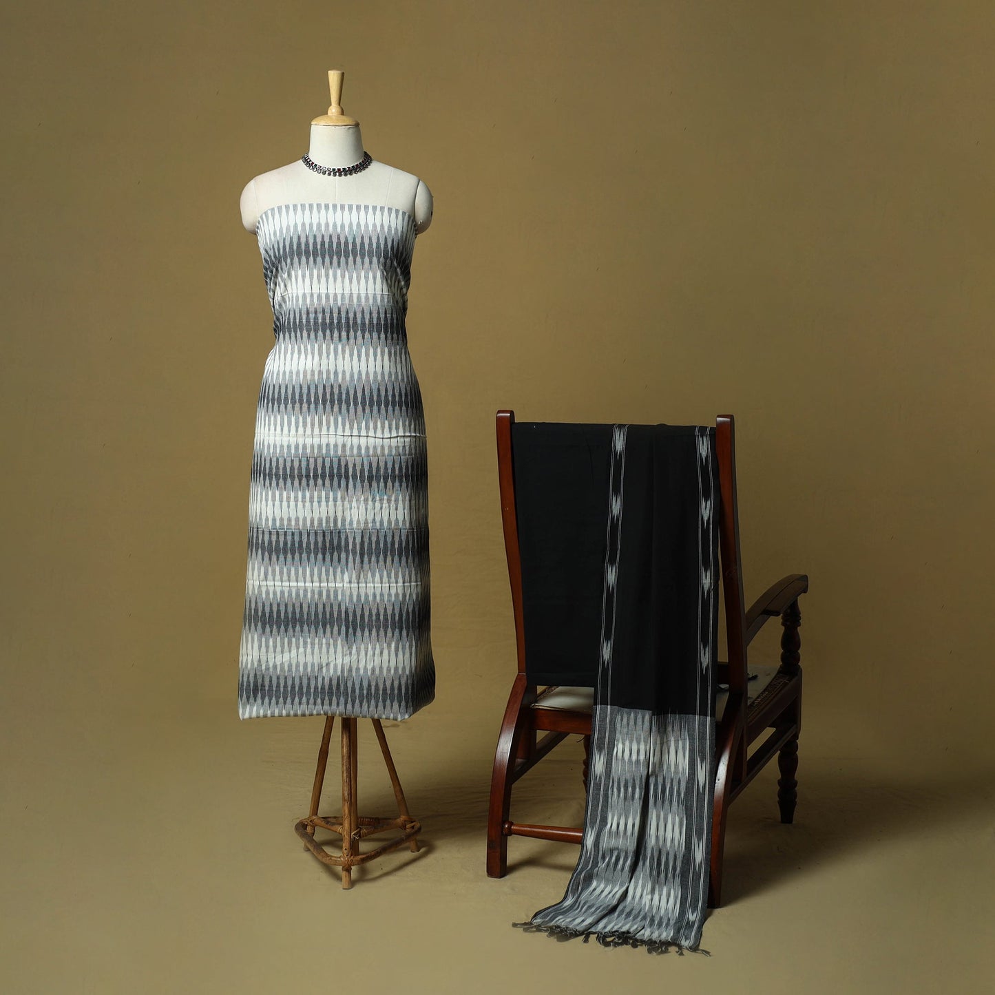 Pochampally ikat 3pc cotton unstitched dress material 17