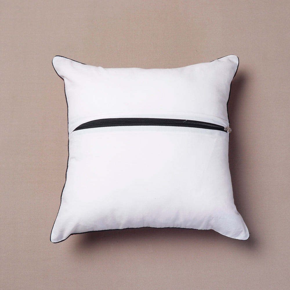 White Pochampally Ikat Cotton Cushion Cover (16 x 16 in)