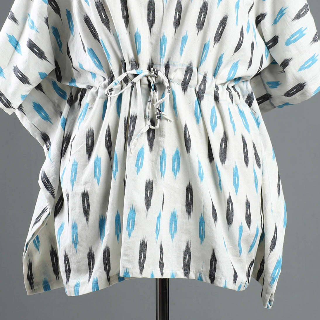 Pochampally Ikat Cotton Kaftan with Tie-Up Waist