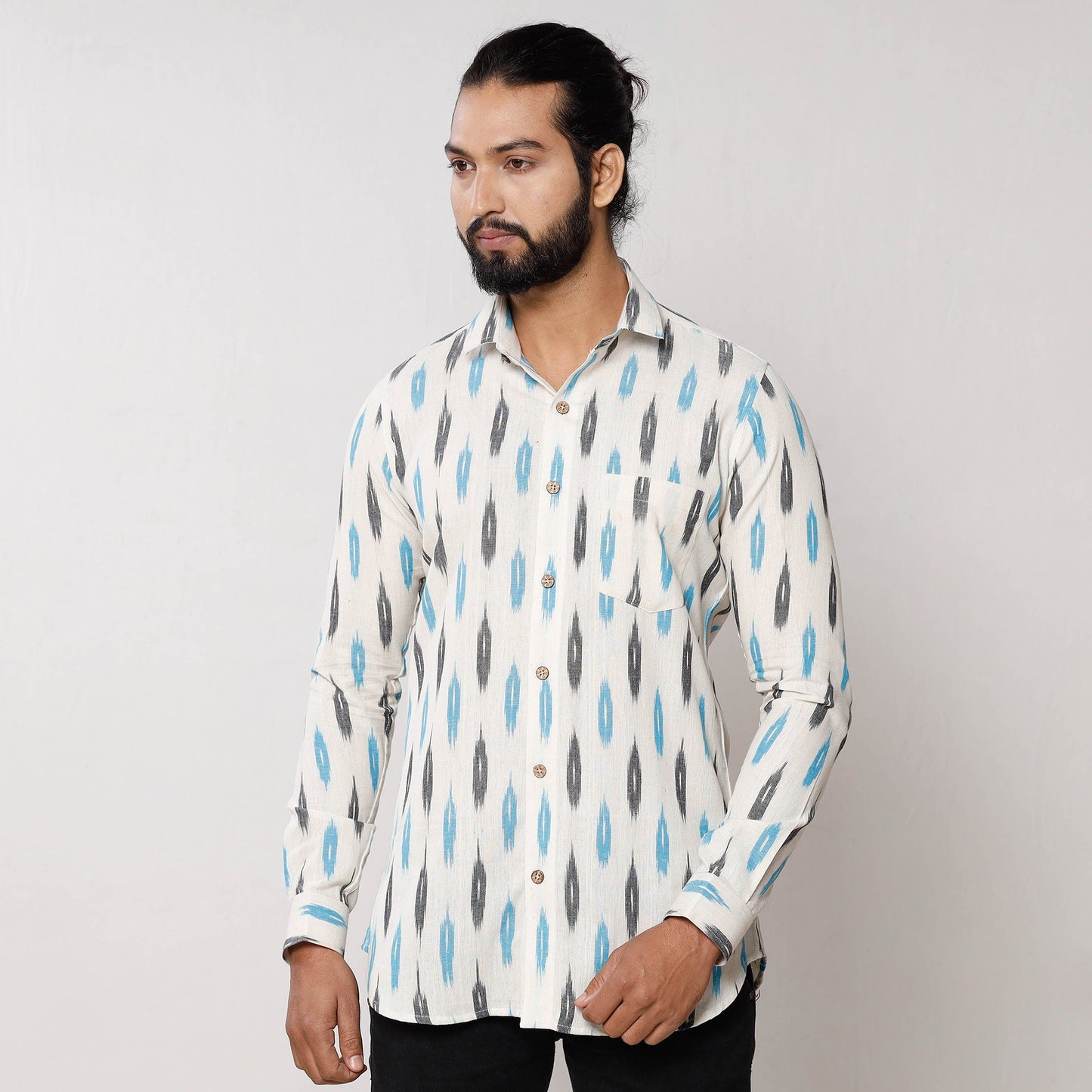 Pochampally Ikat Pure Cotton Men Full Sleeve Shirt