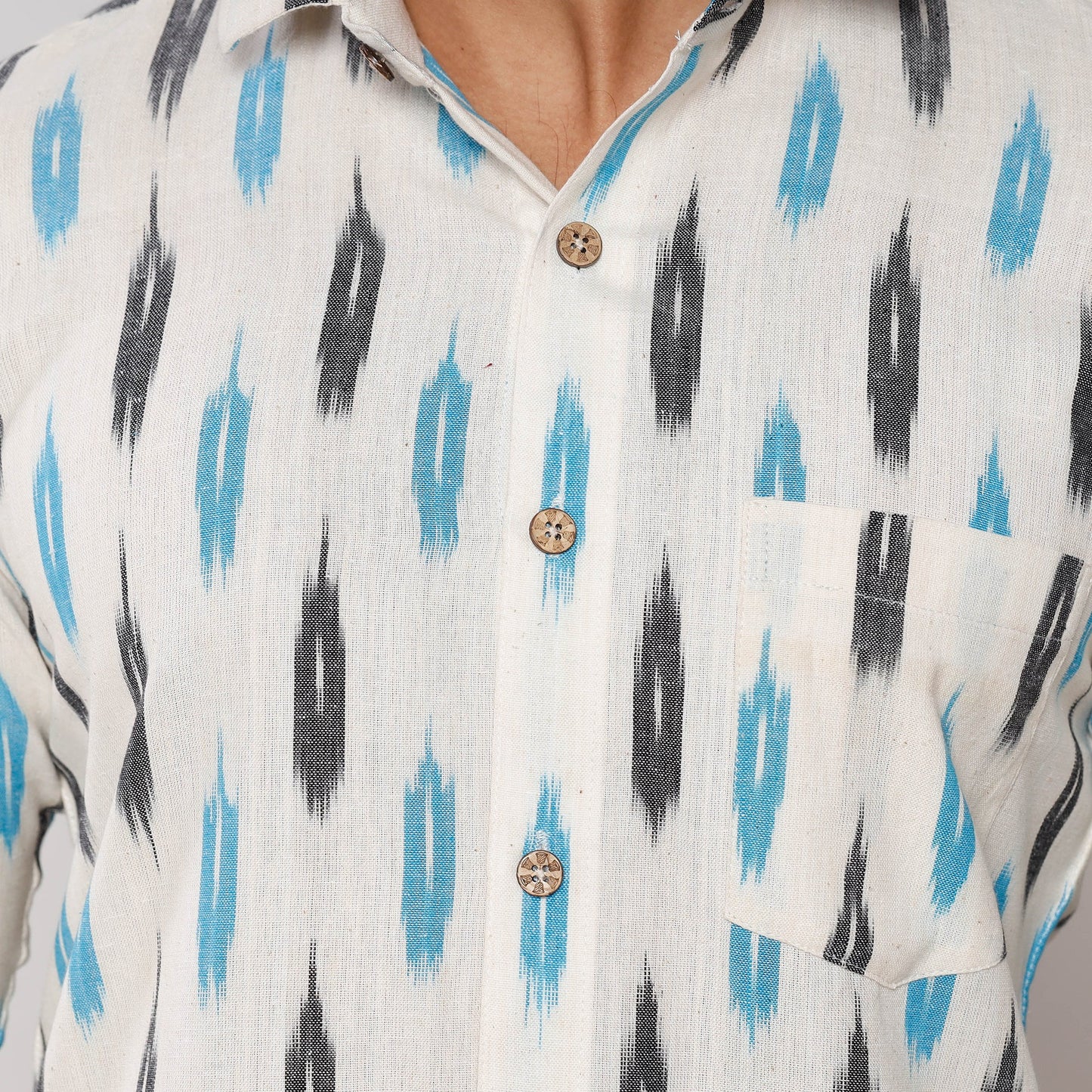 Pochampally Ikat Pure Cotton Men Full Sleeve Shirt