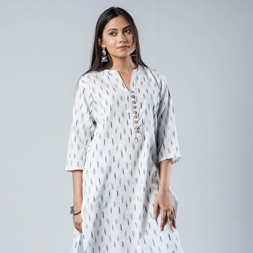 Pochampally Ikat Weave Cotton Long Kurta for Women