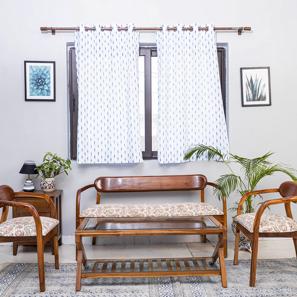 White - pochampally ikat weave pure cotton fabric window