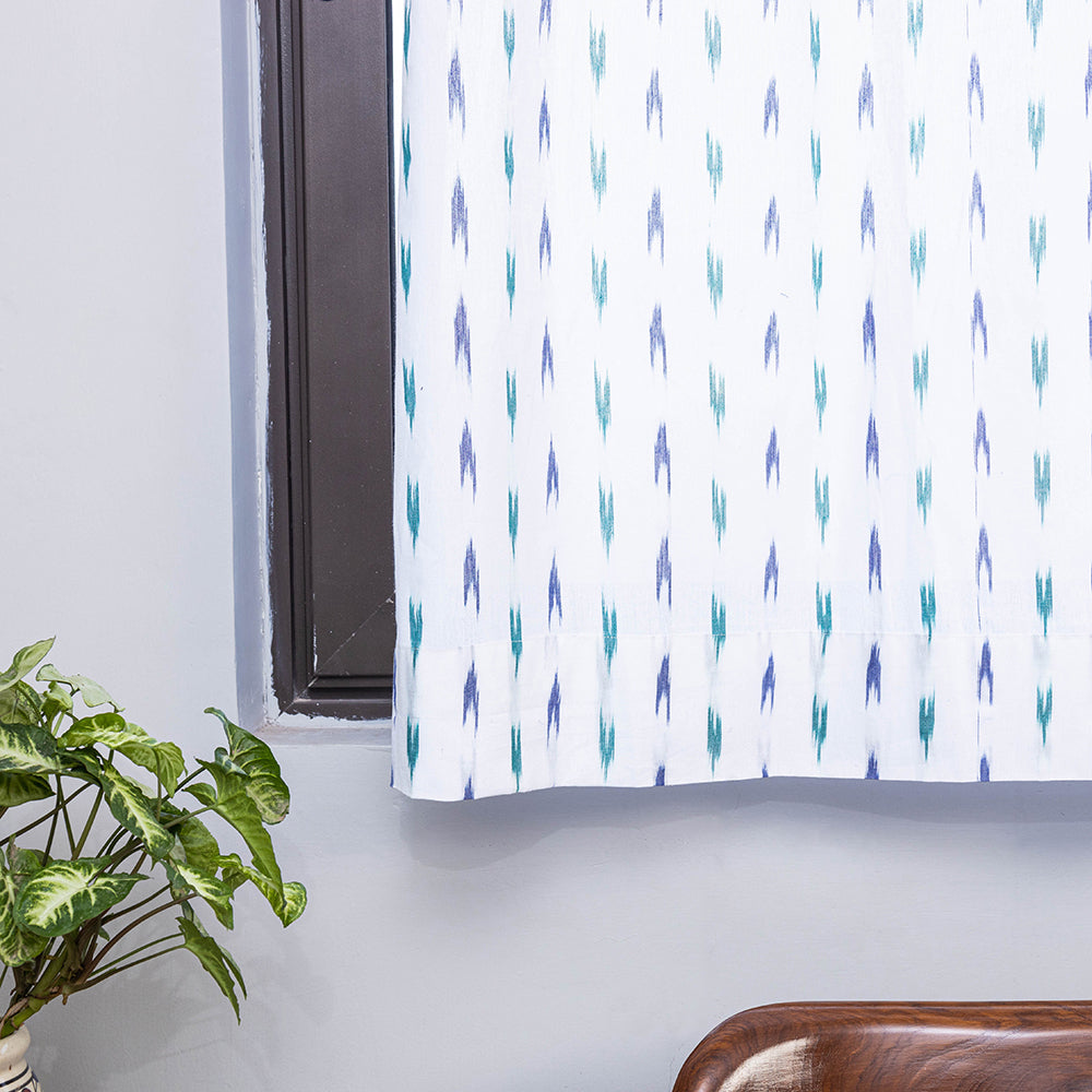 White - pochampally ikat weave pure cotton fabric window