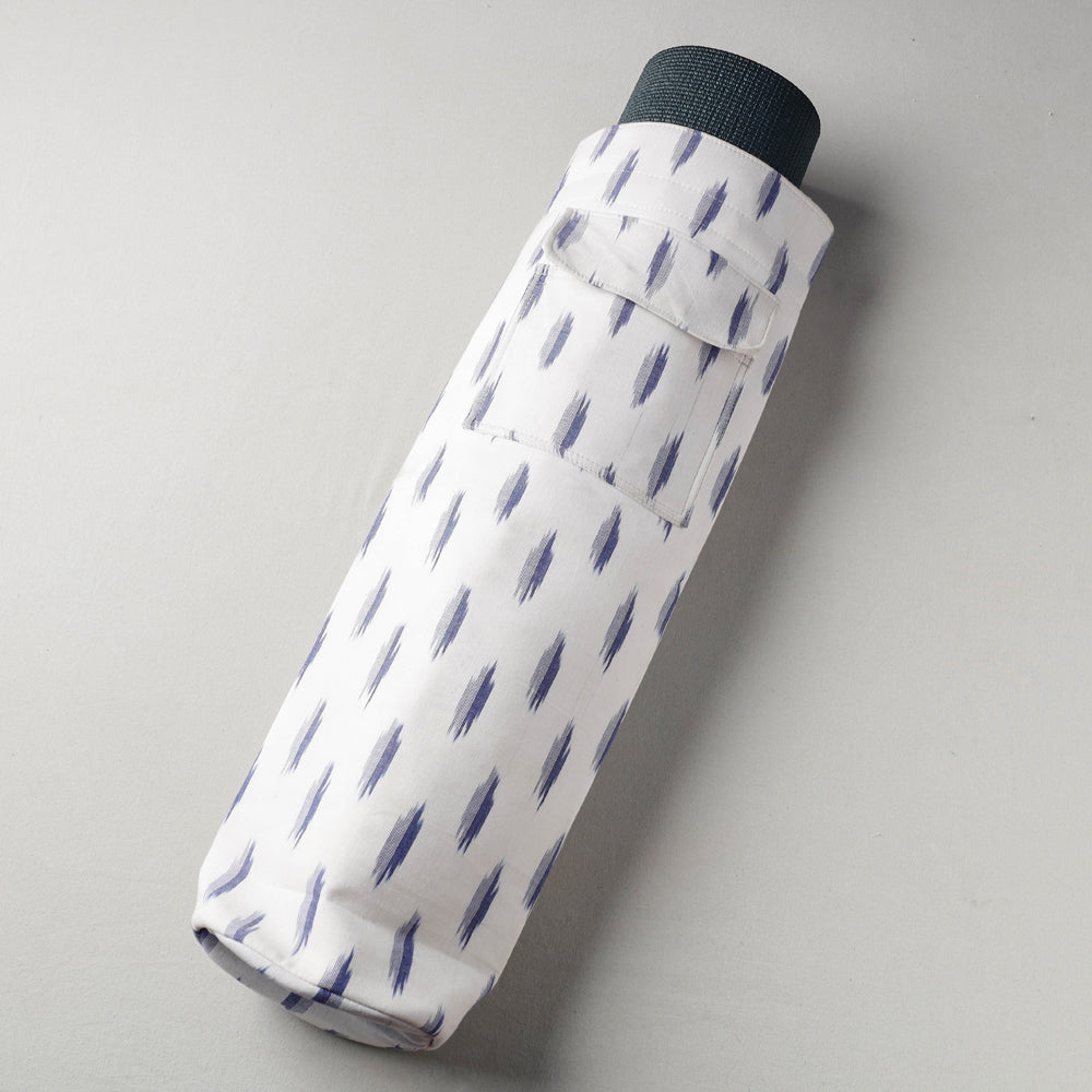 White Pochampally Ikat Cotton Yoga Mat Bag