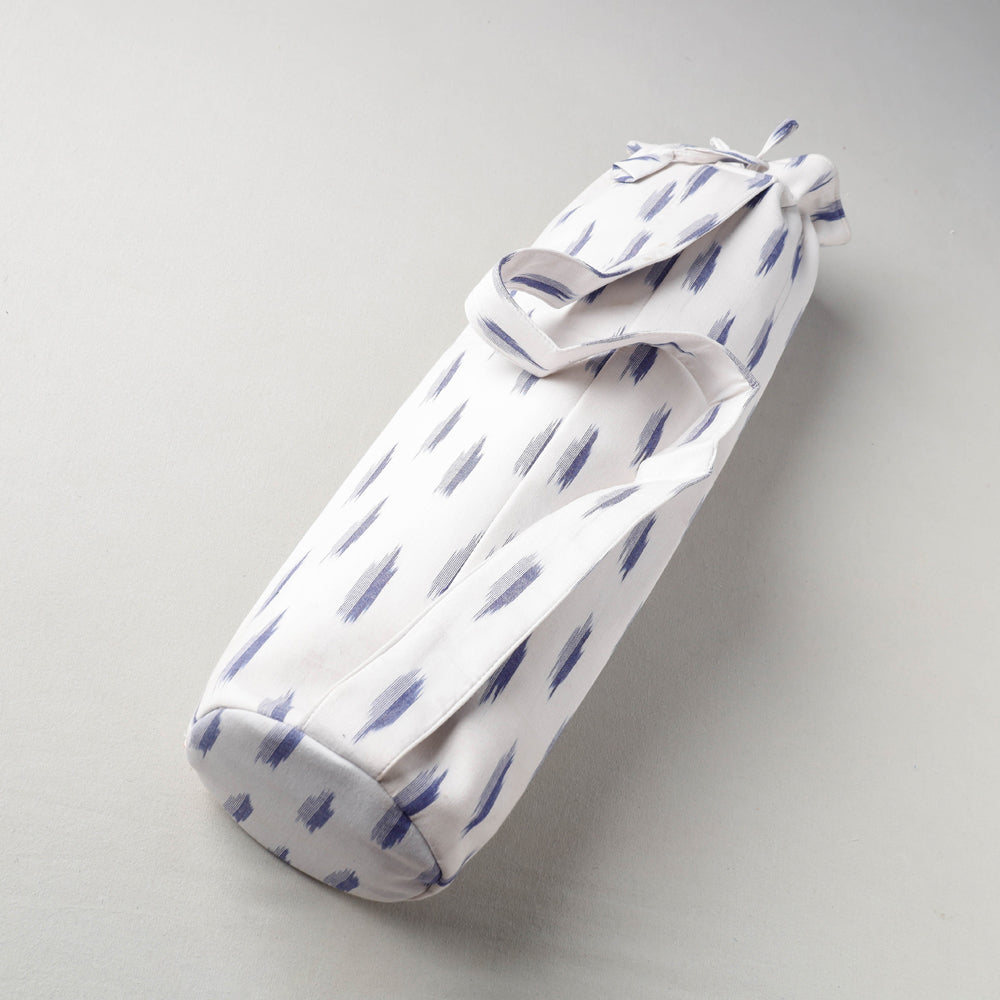 White Pochampally Ikat Cotton Yoga Mat Bag