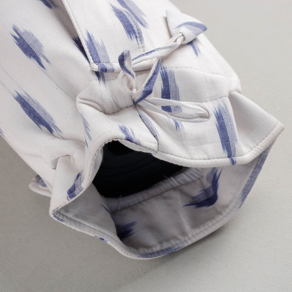 White Pochampally Ikat Cotton Yoga Mat Bag