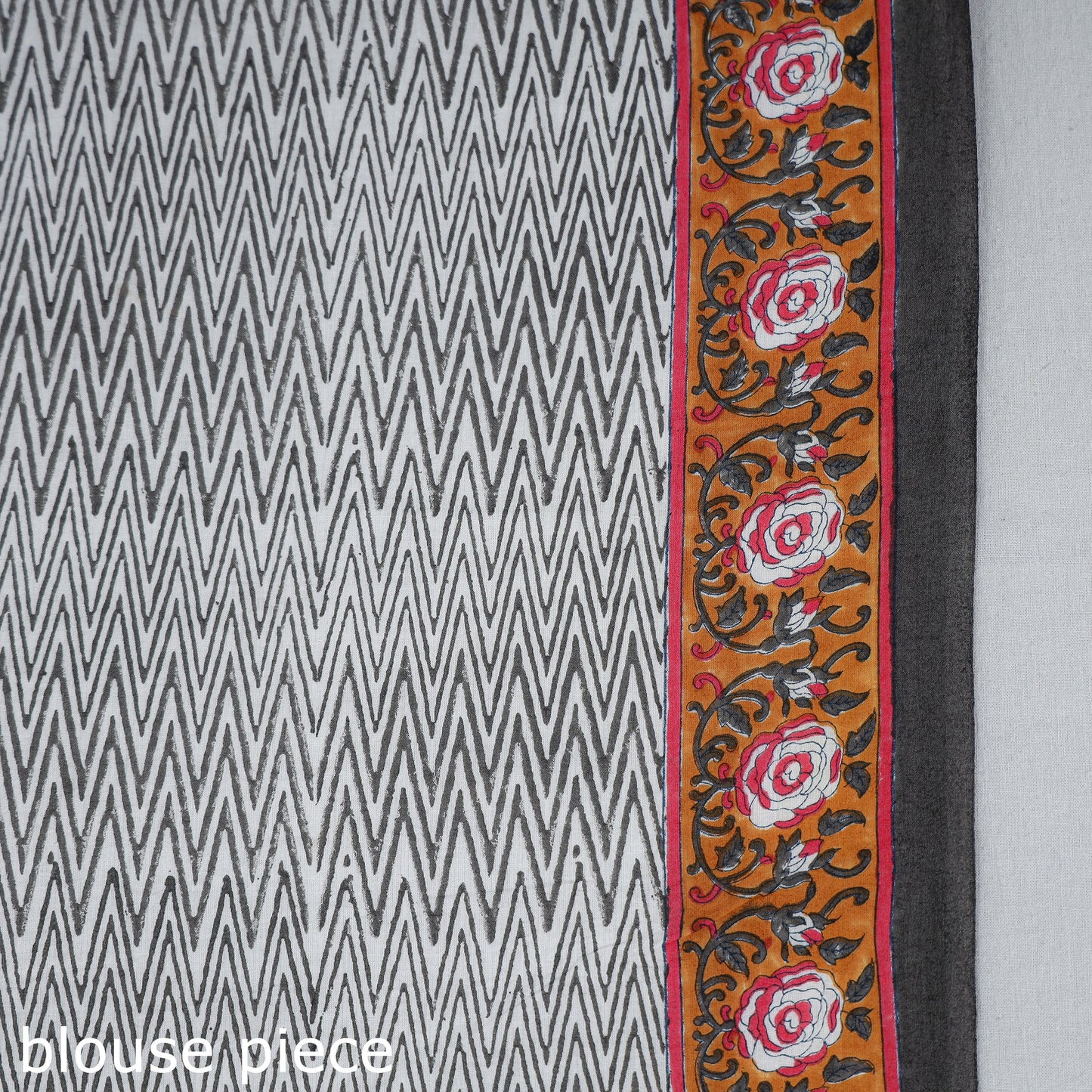 Brown - Block Printed Mul Cotton Sanganeri Saree