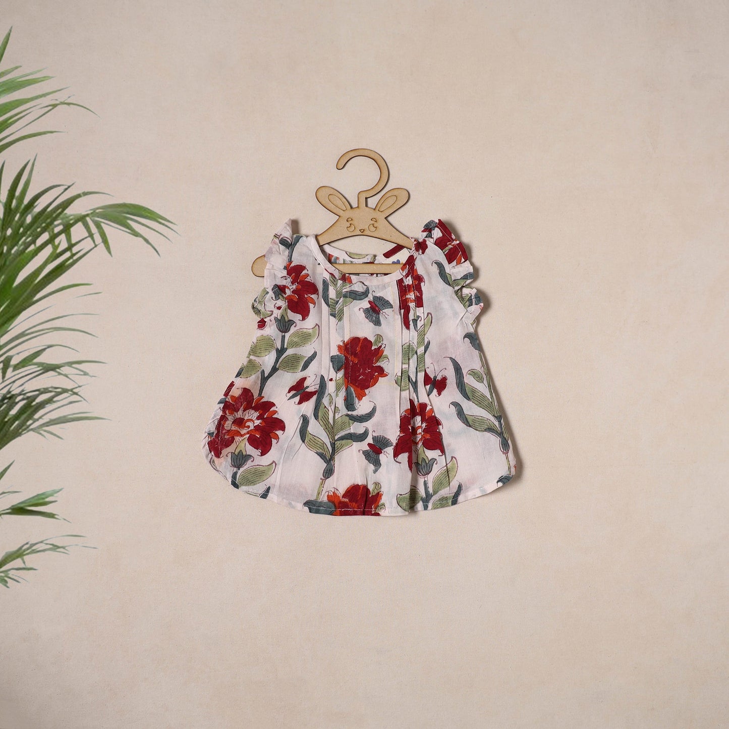 White - pure cotton baby girls floral top & shorts (6-12