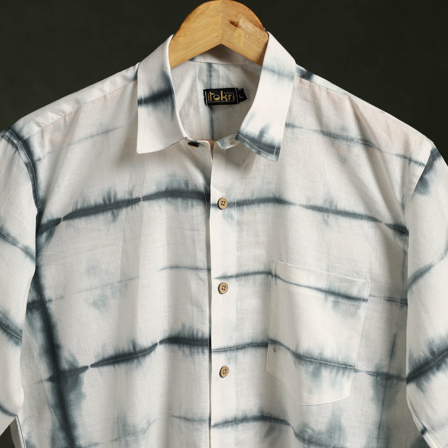 White - pure cotton full sleeve tie-dye men shibori shirt