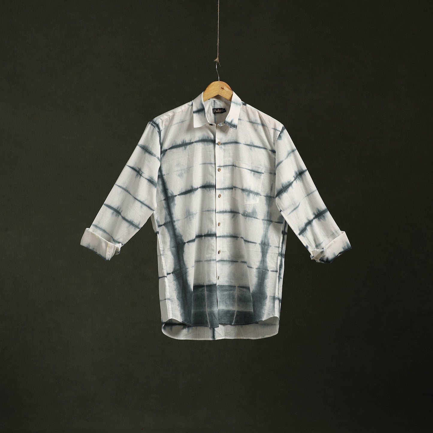 White - pure cotton full sleeve tie-dye men shibori shirt