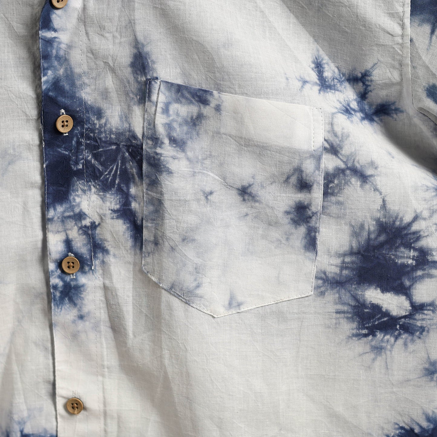 White - pure cotton half sleeve tie-dye men shibori shirt
