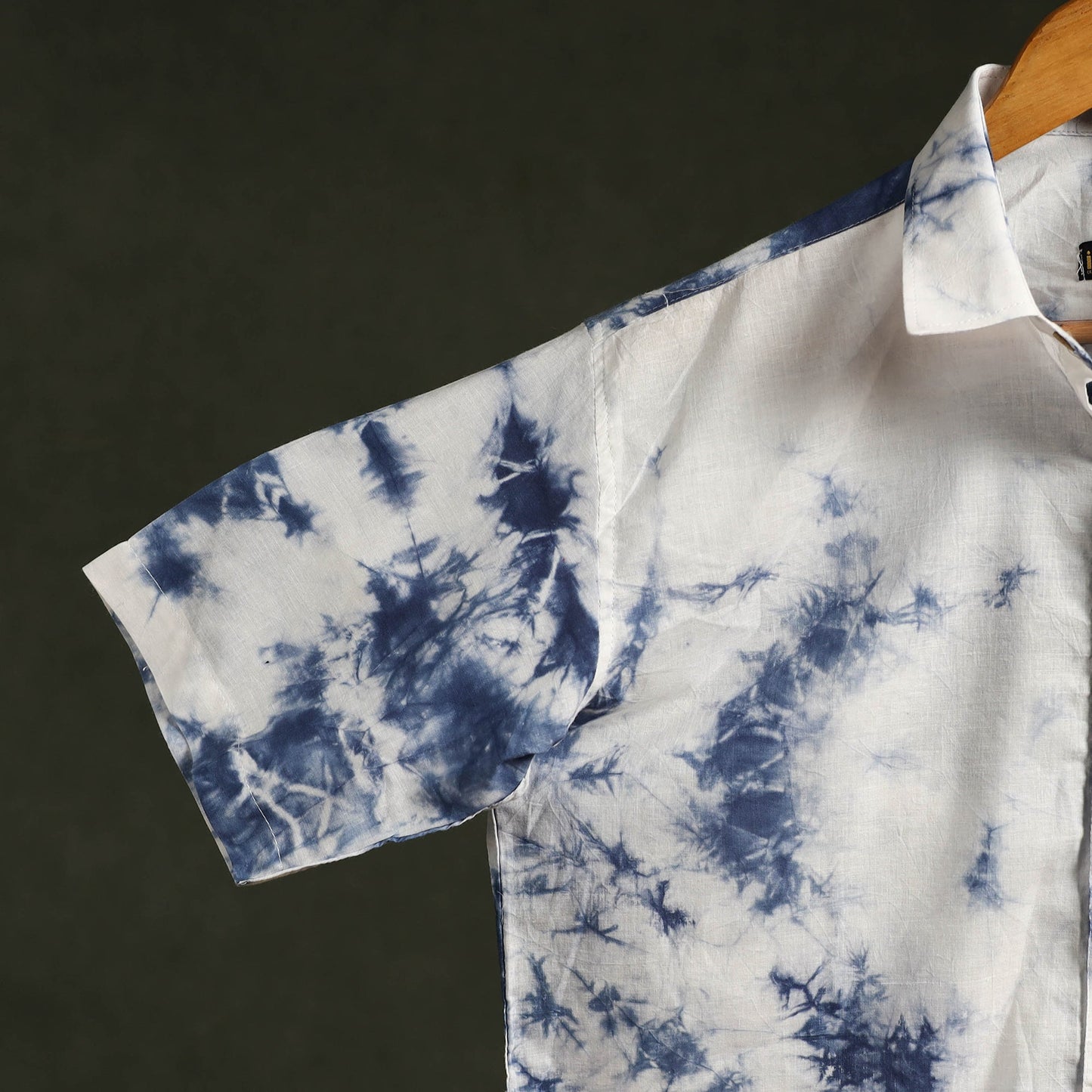 White - pure cotton half sleeve tie-dye men shibori shirt