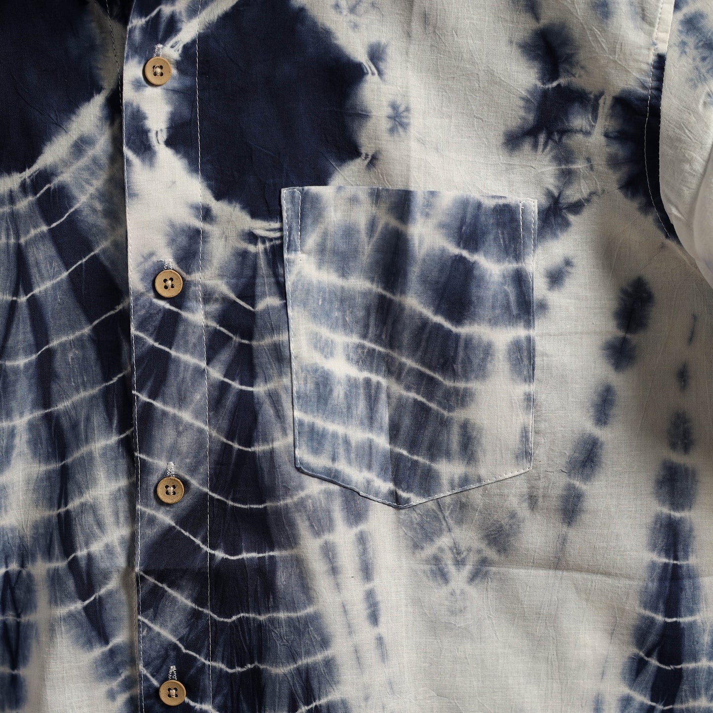 Pure mul cotton half sleeve tie-dye men shibori shirt 05
