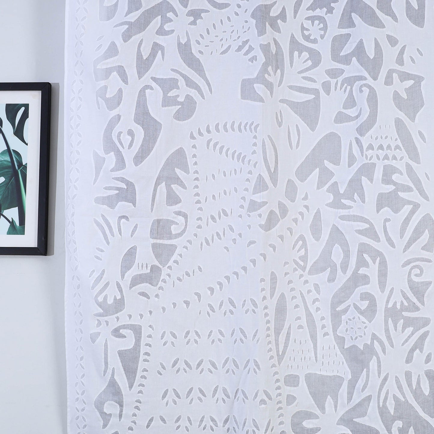 Queen Cutwork Cotton Barmer Applique Window Curtain