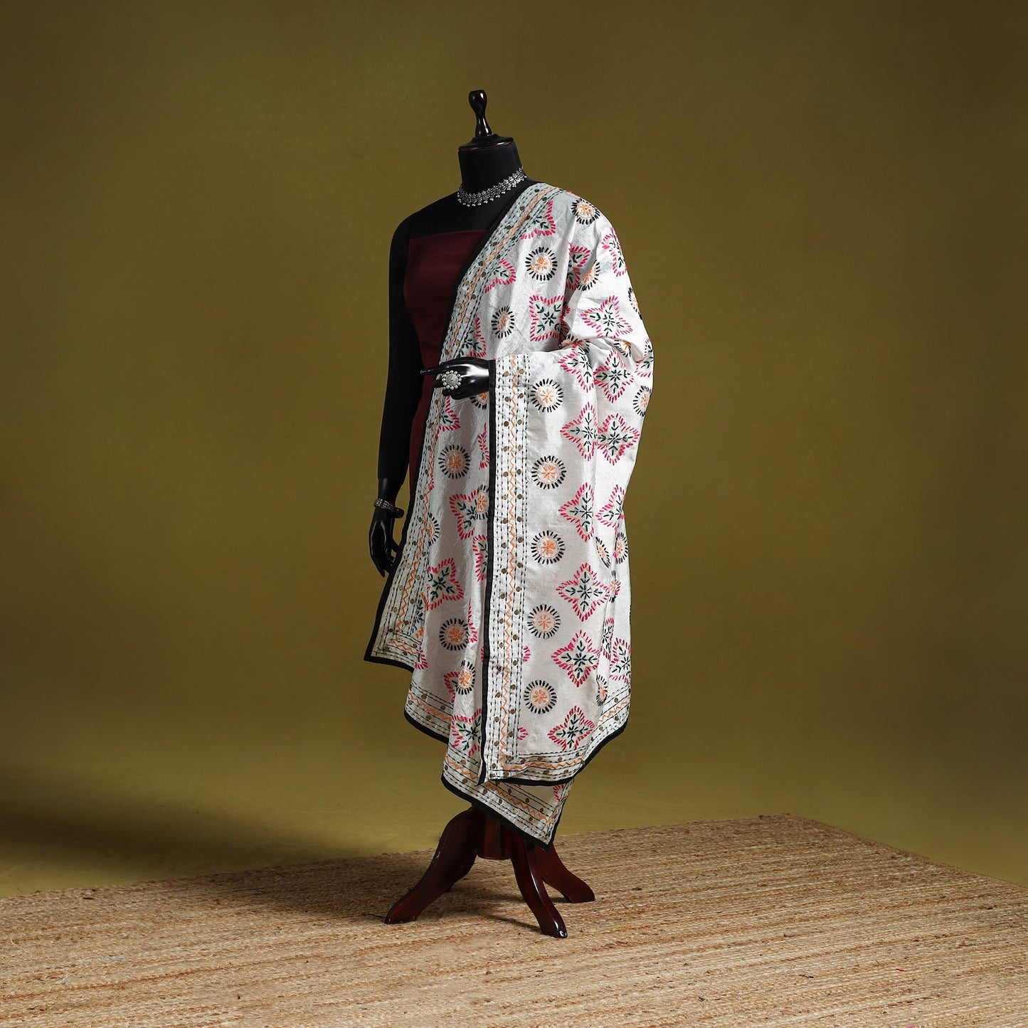 Ranihati chapa work chanderi silk hand embroidery dupatta