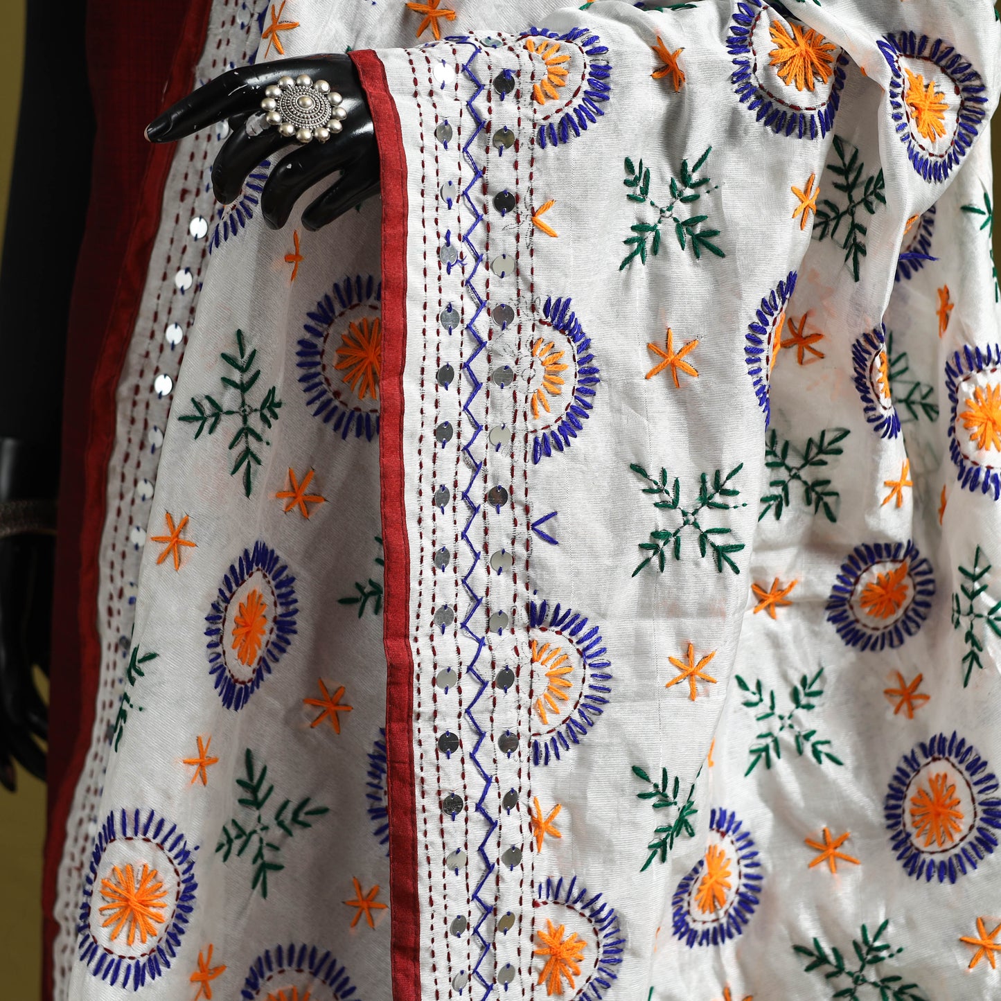 Ranihati chapa work chanderi silk hand embroidery dupatta