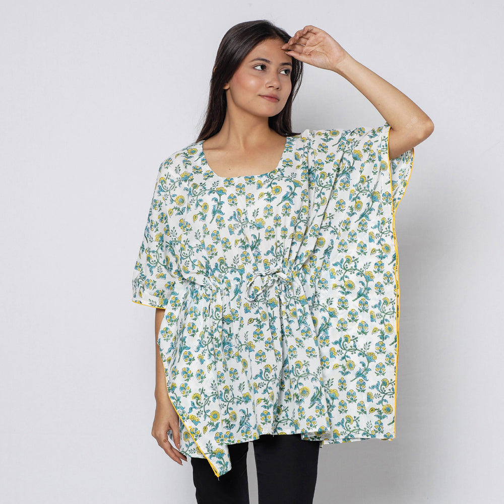 Sanganeri Block Print Cotton Kaftan (Short)