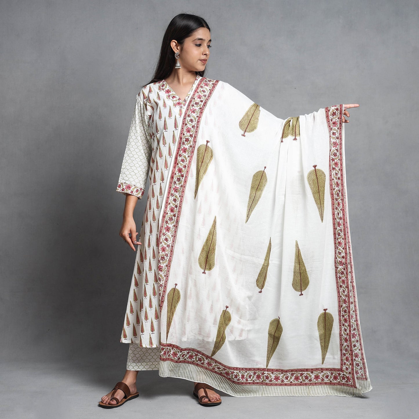 Sanganeri Kurta with Palazzo & Dupatta Set