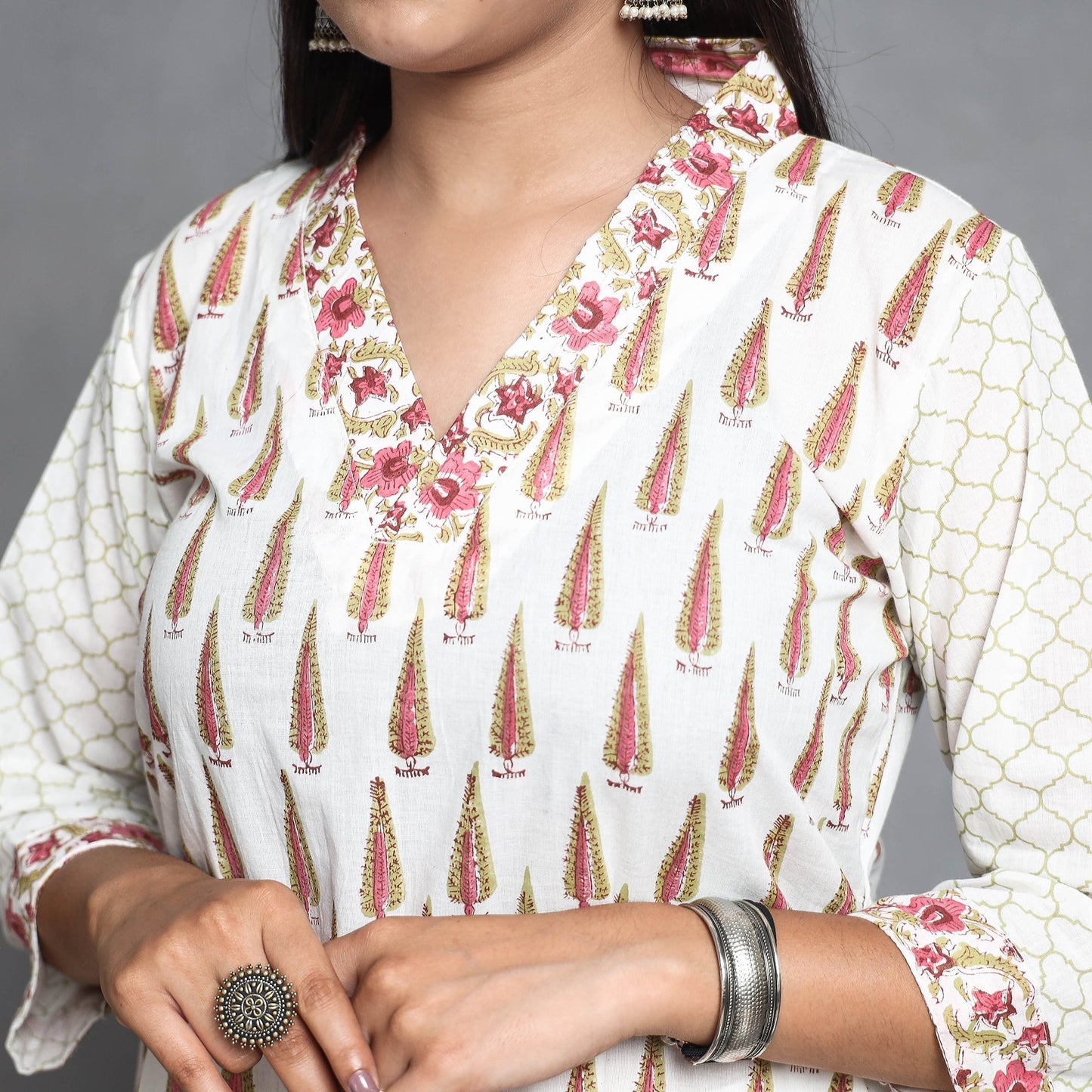 Sanganeri Kurta with Palazzo & Dupatta Set