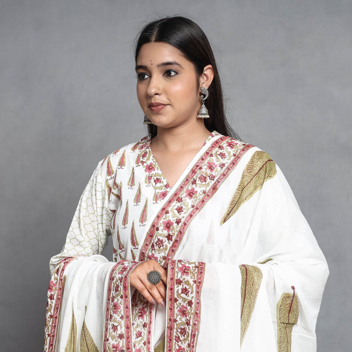 Sanganeri Kurta with Palazzo & Dupatta Set