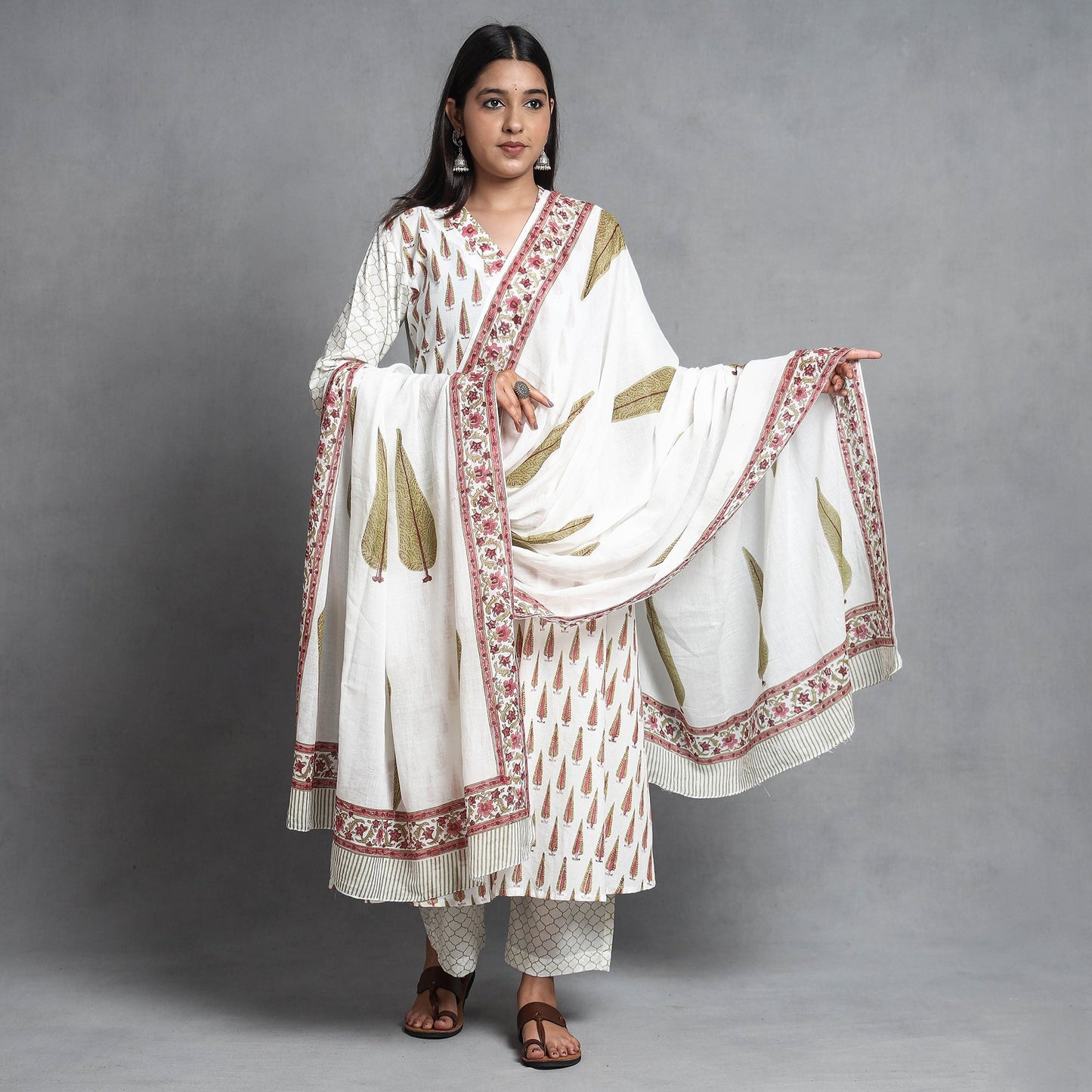 Sanganeri Kurta with Palazzo & Dupatta Set