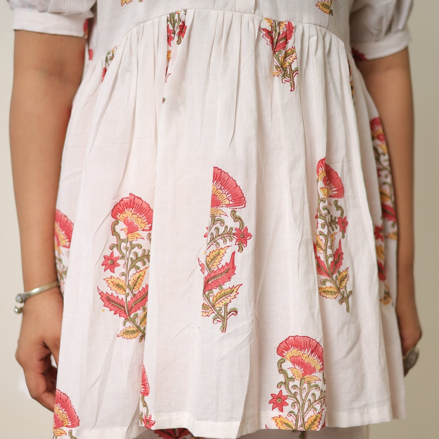 White - sanganeri block printed cotton co-ord set 19