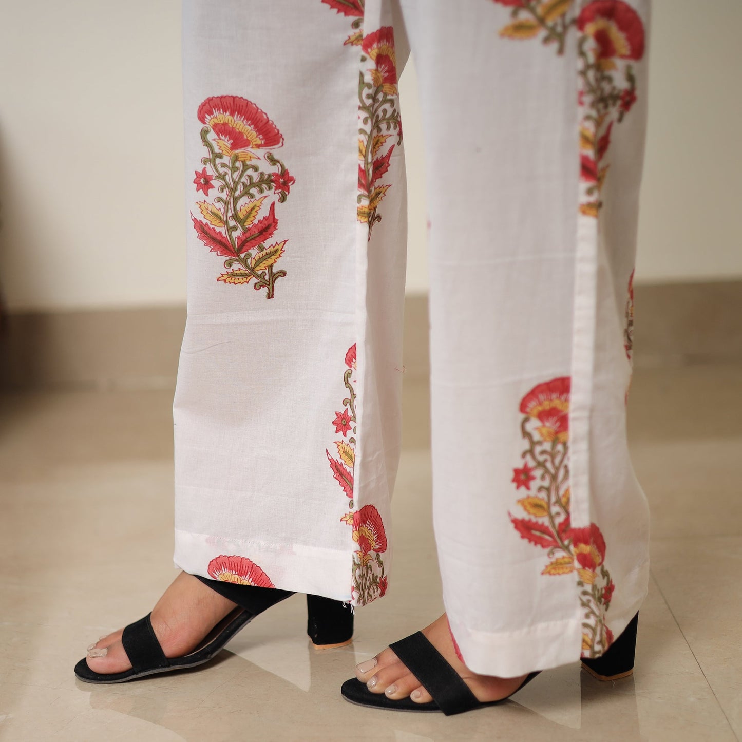 White - sanganeri block printed cotton co-ord set 19