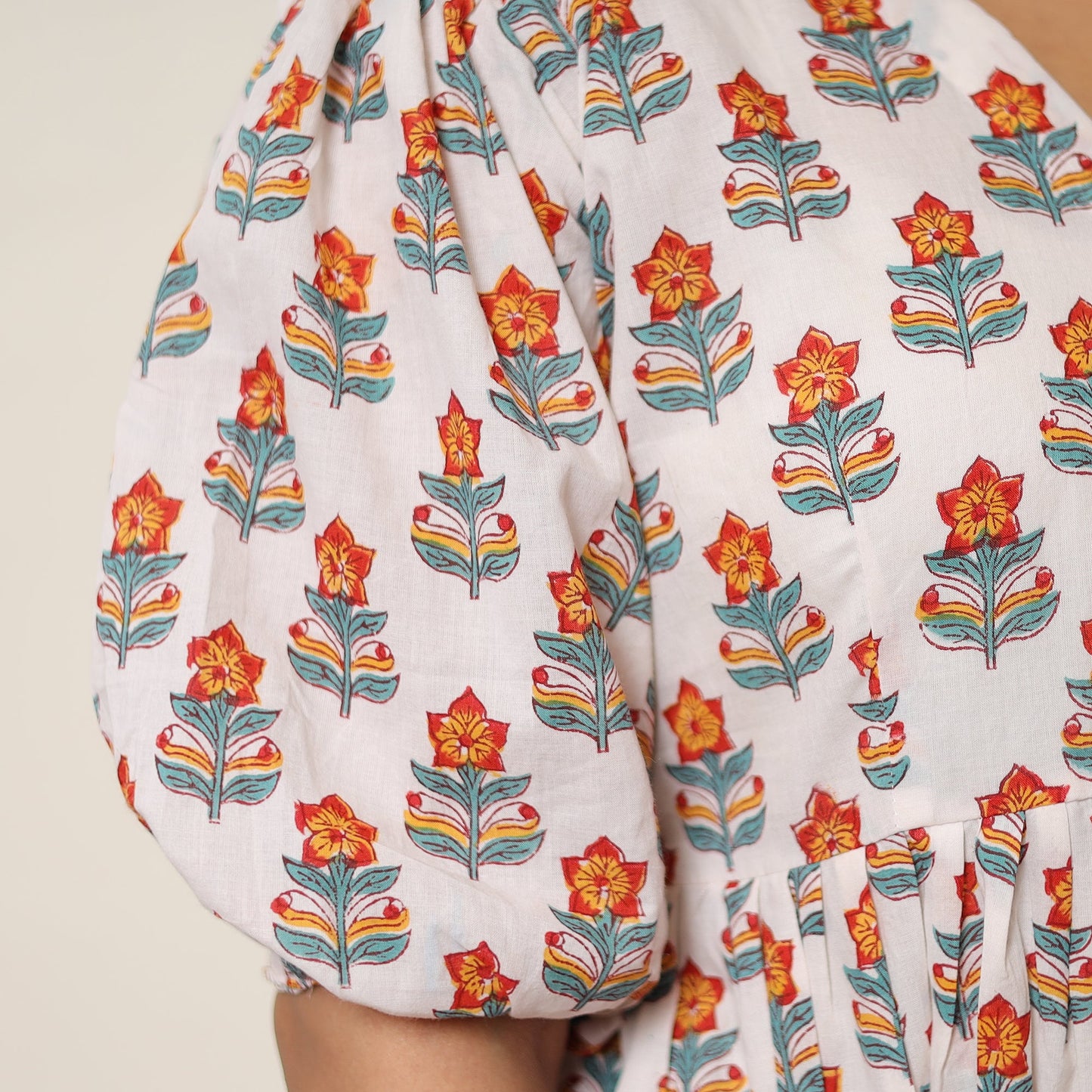 White - sanganeri block printed cotton co-ord set 29