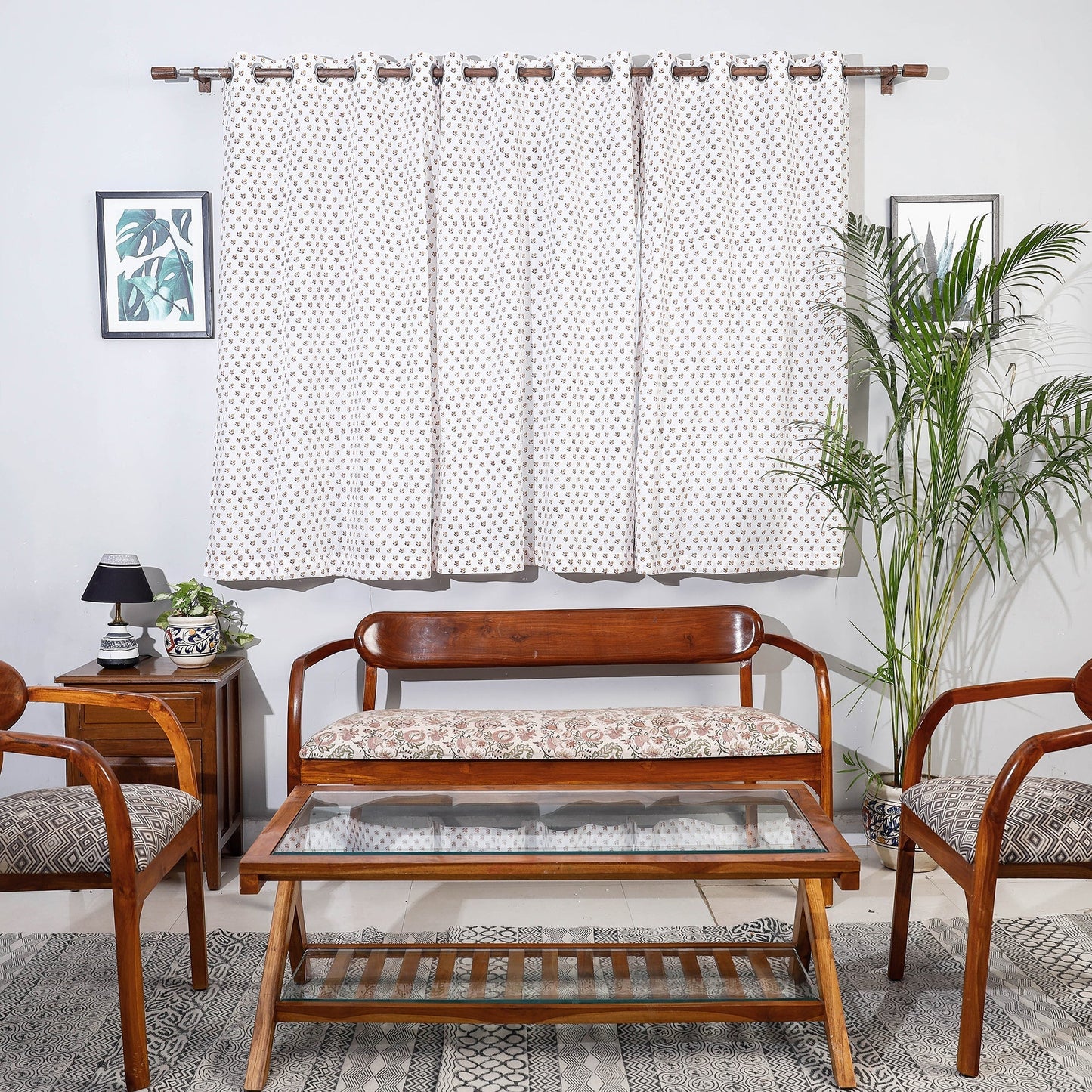 Sanganeri printed cotton window curtain (5 x 3 feet)