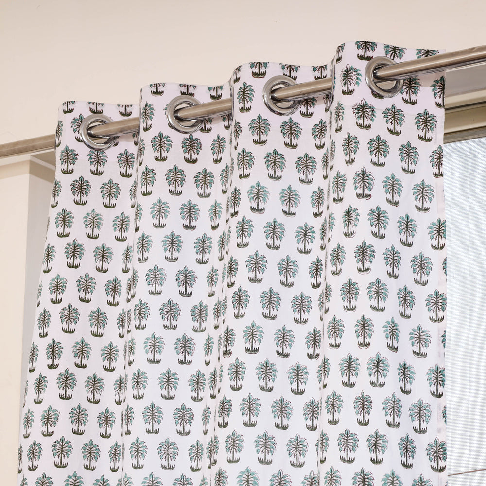 White - sanganeri cotton window curtain (5 x 3.3