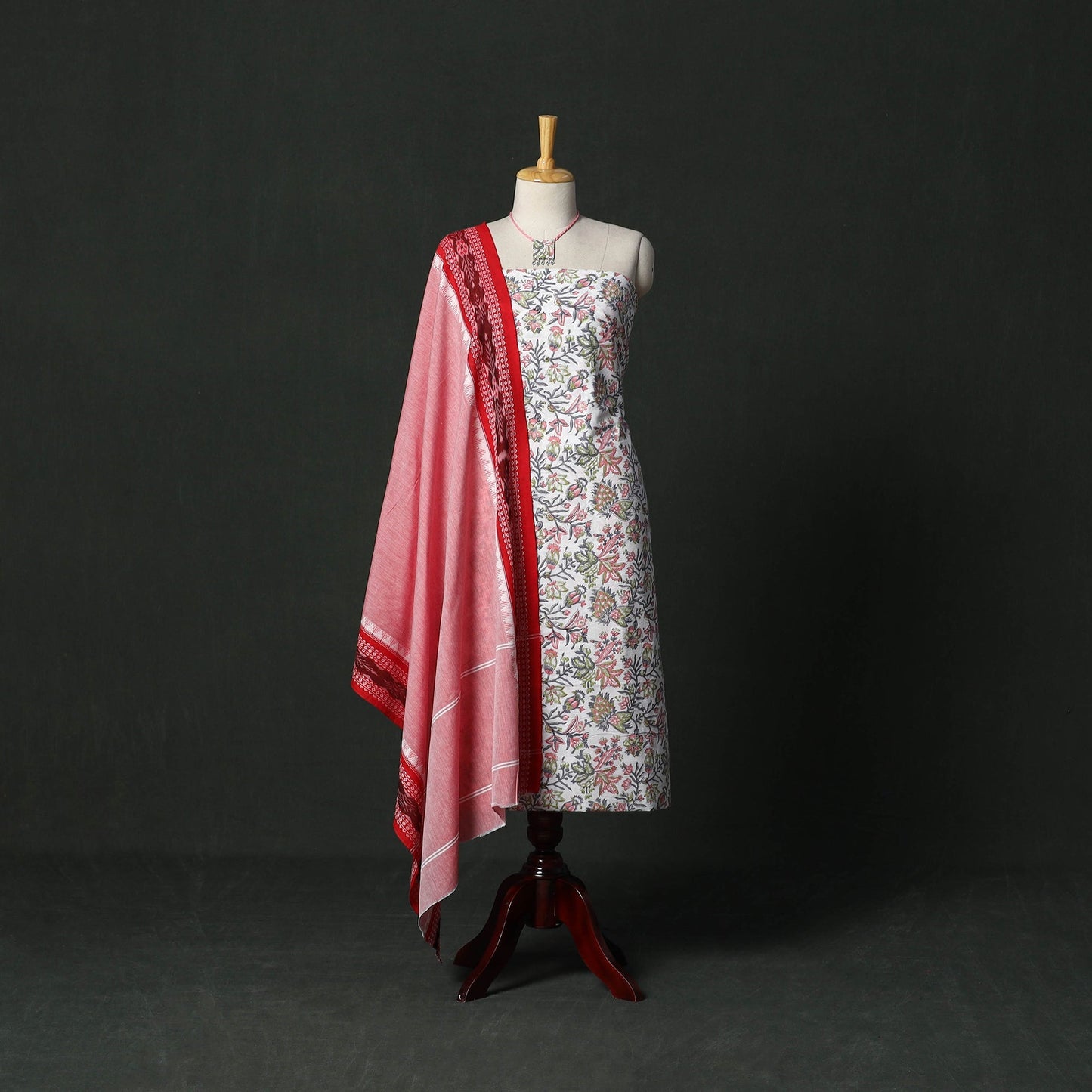 Sanganeri hand block print cotton 2pc unstitched dress