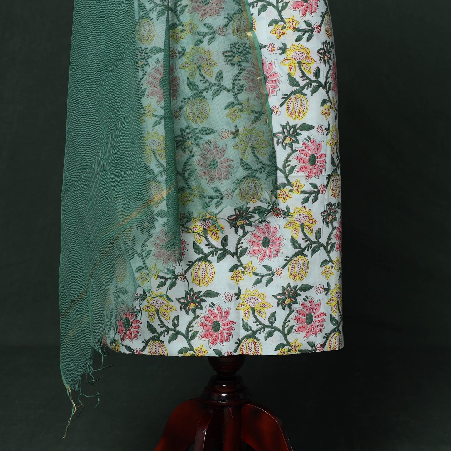 Sanganeri hand block print cotton 2pc unstitched dress